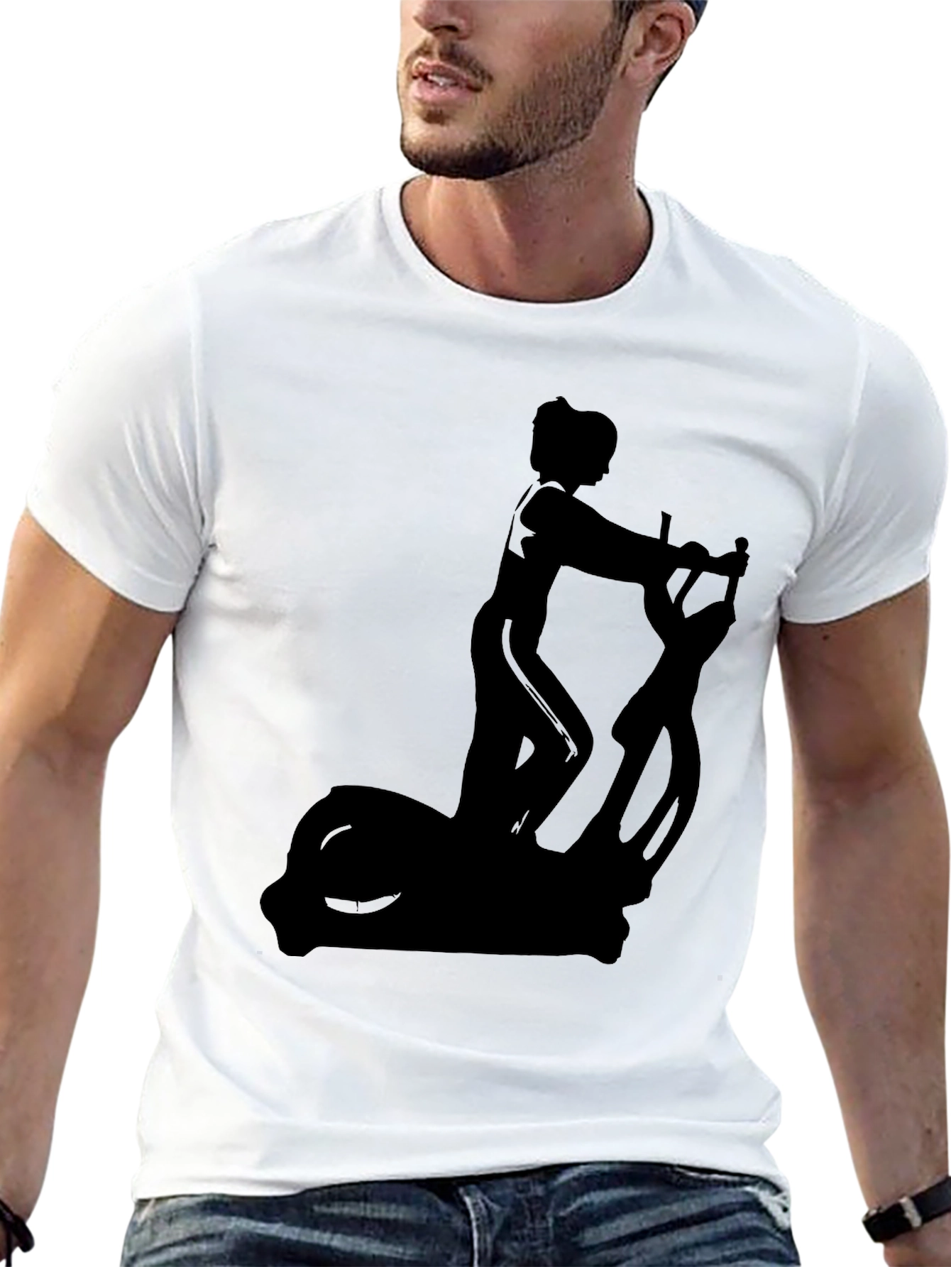 Black T-Shirt with Elliptical Trainer Graphic