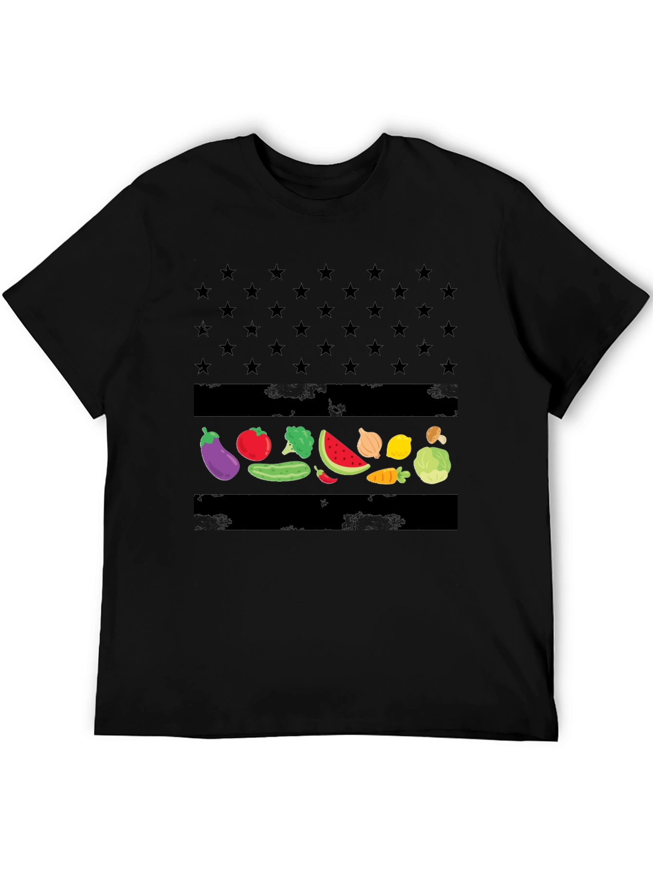 Vegan American Flag T-Shirt - Star & Veggie Design