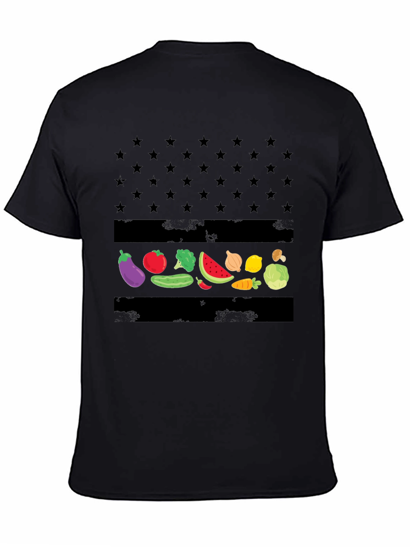 Vegan American Flag T-Shirt - Star & Veggie Design