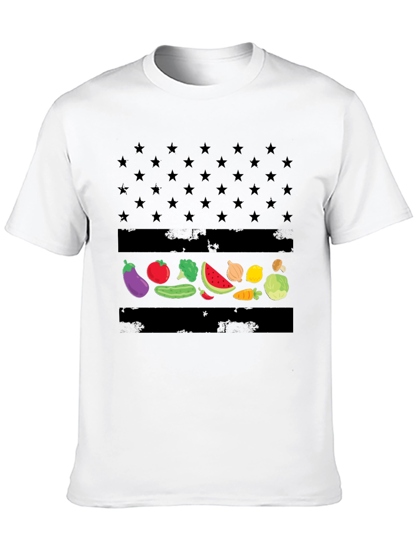 Vegan American Flag T-Shirt - Star & Veggie Design