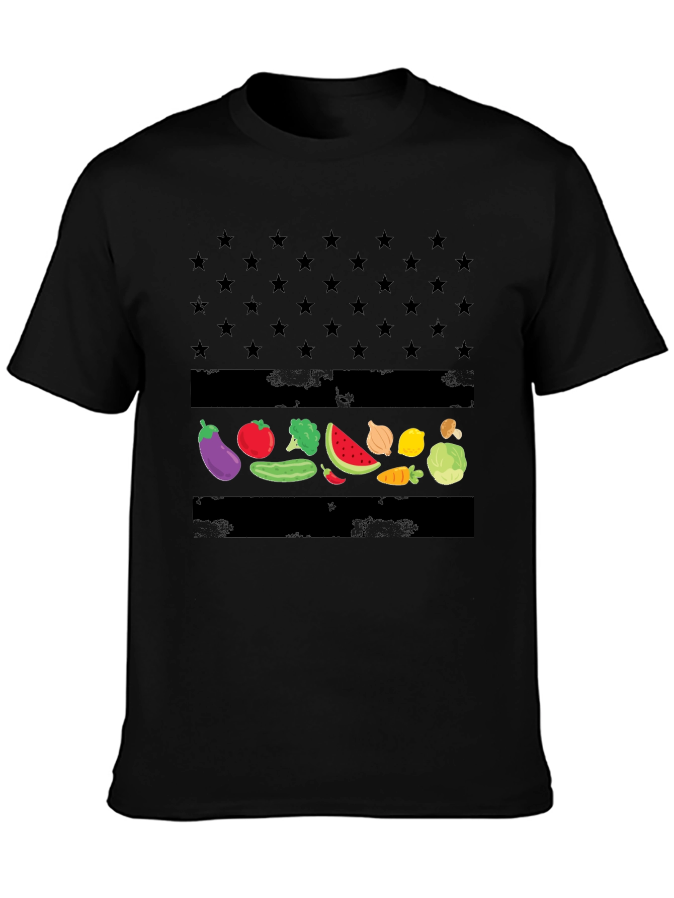 Vegan American Flag T-Shirt - Star & Veggie Design