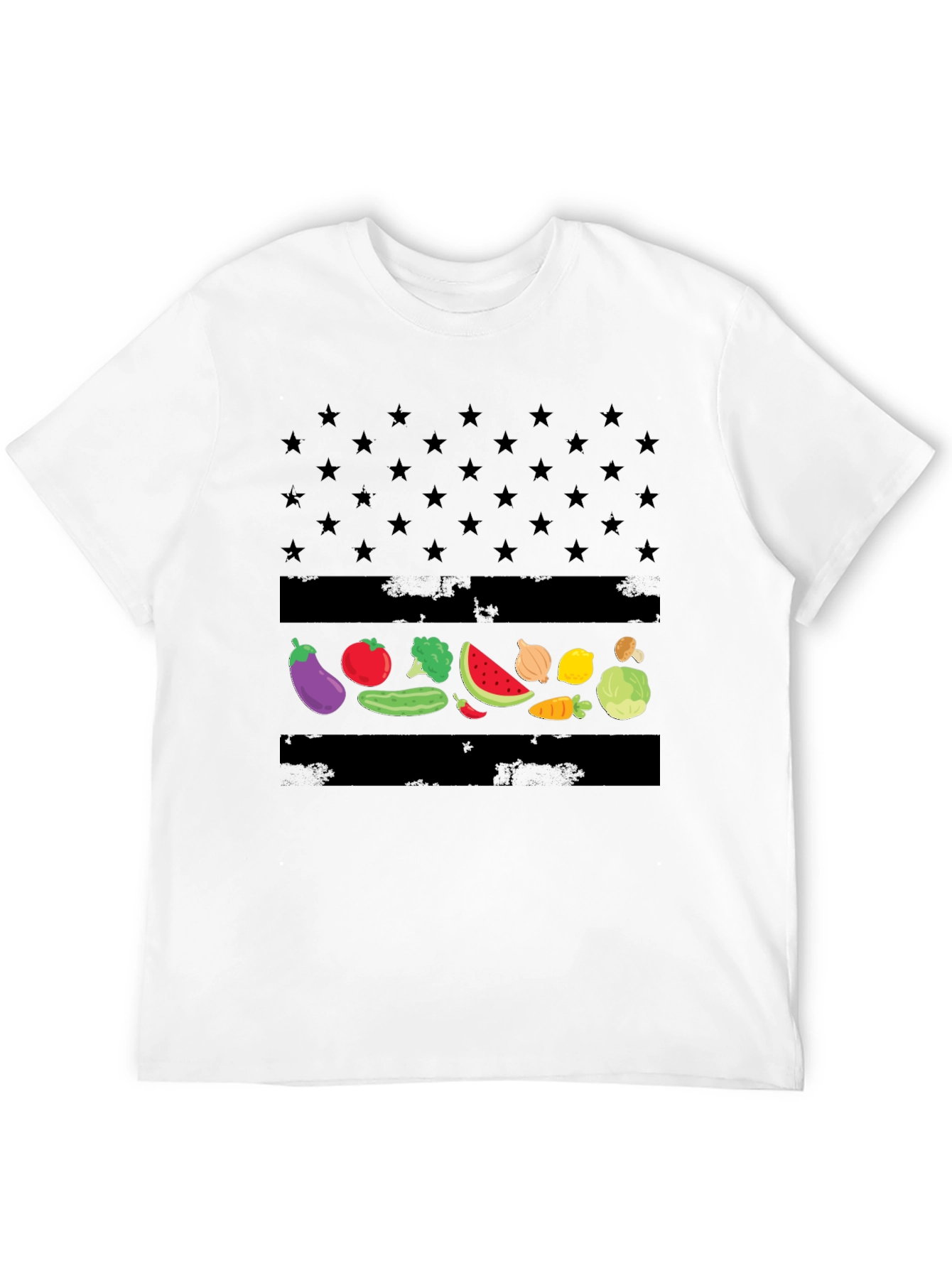 Vegan American Flag T-Shirt - Star & Veggie Design