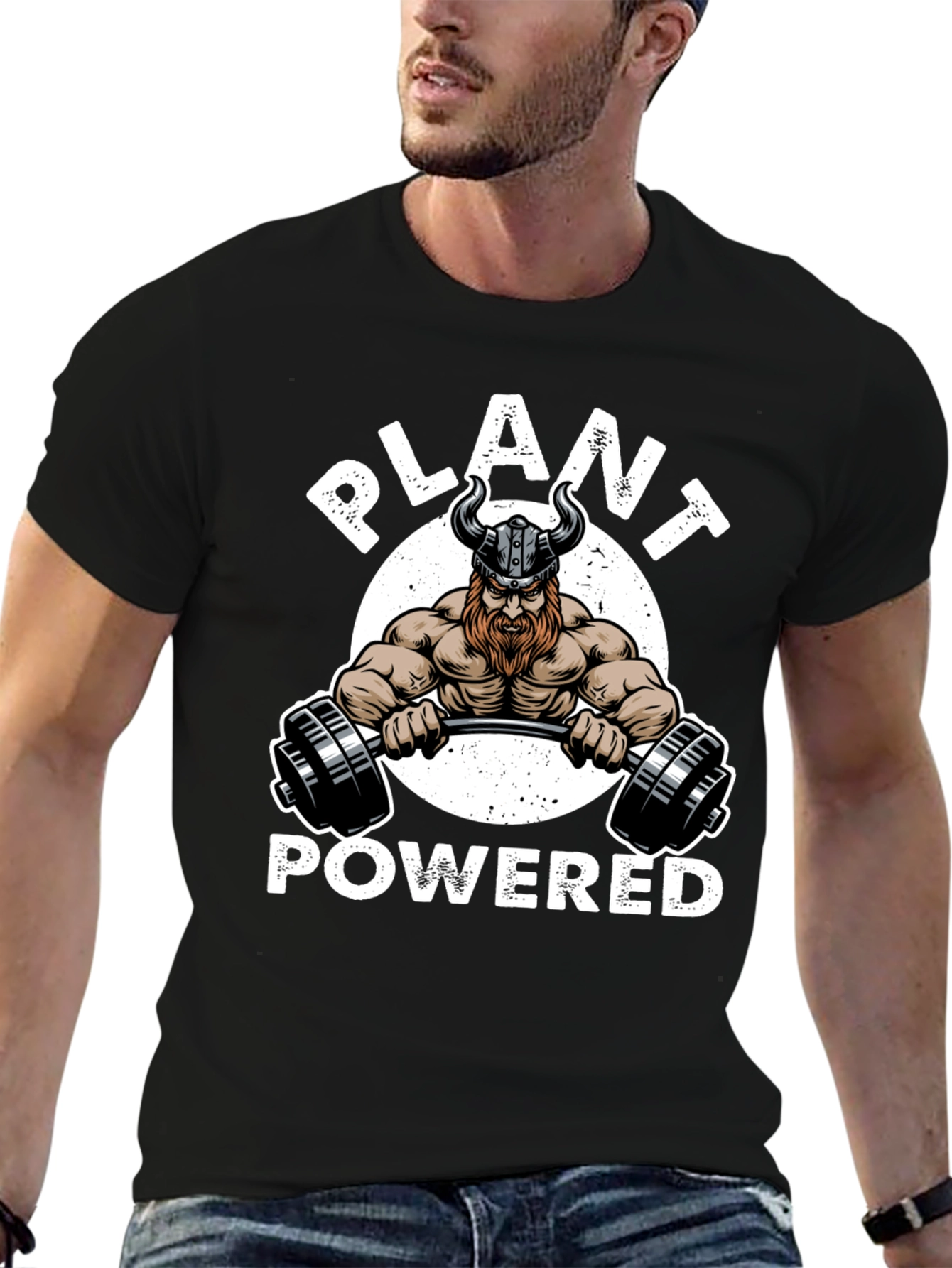 Plant Powered Viking Gym Black T-Shirt
