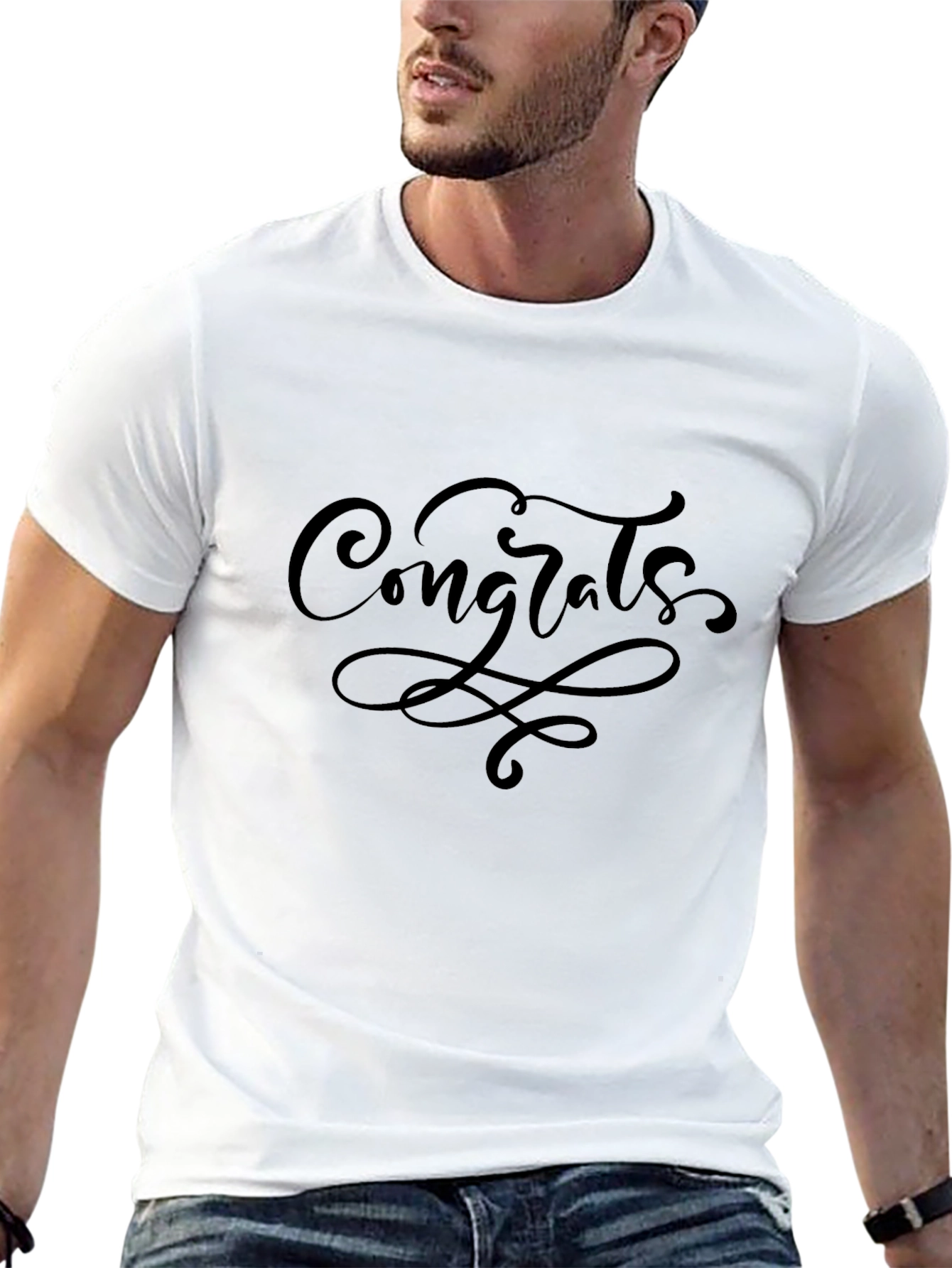 Congrats Graphic T-Shirt - Stylish Black Tee
