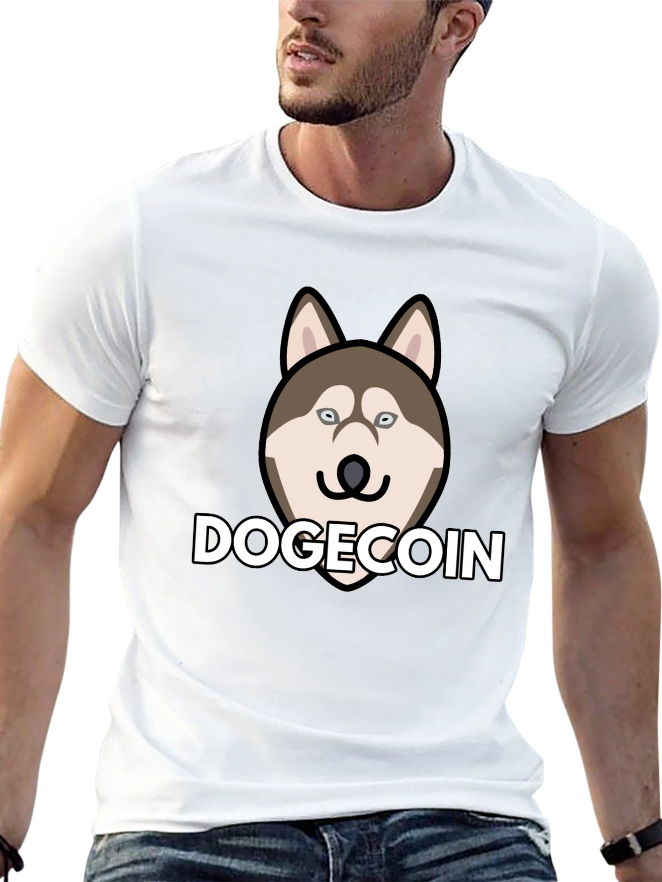 Dogecoin Husky Black T-Shirt - Crypto Fashion