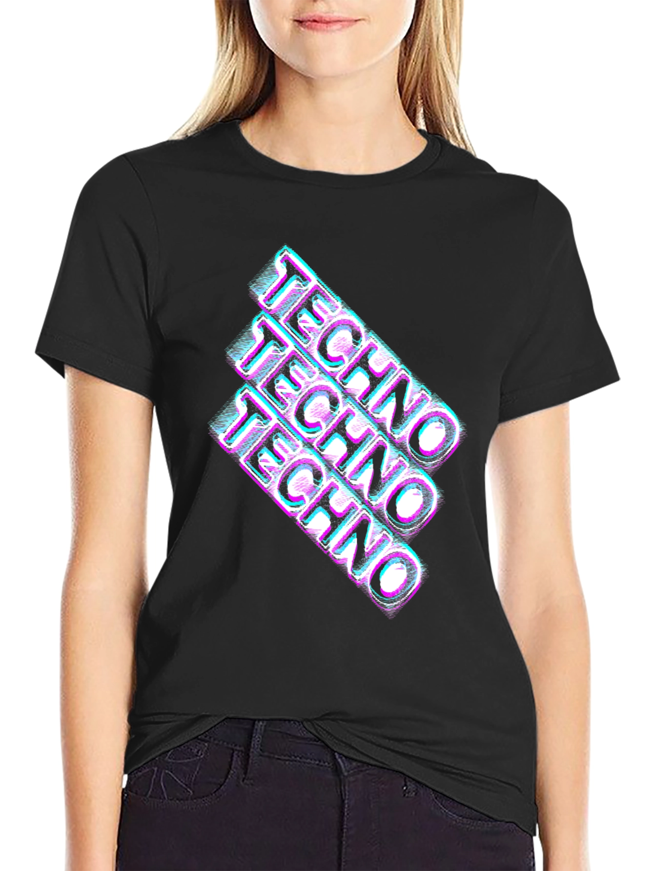 Retro Techno Glitch T-Shirt - Rave Party Tee