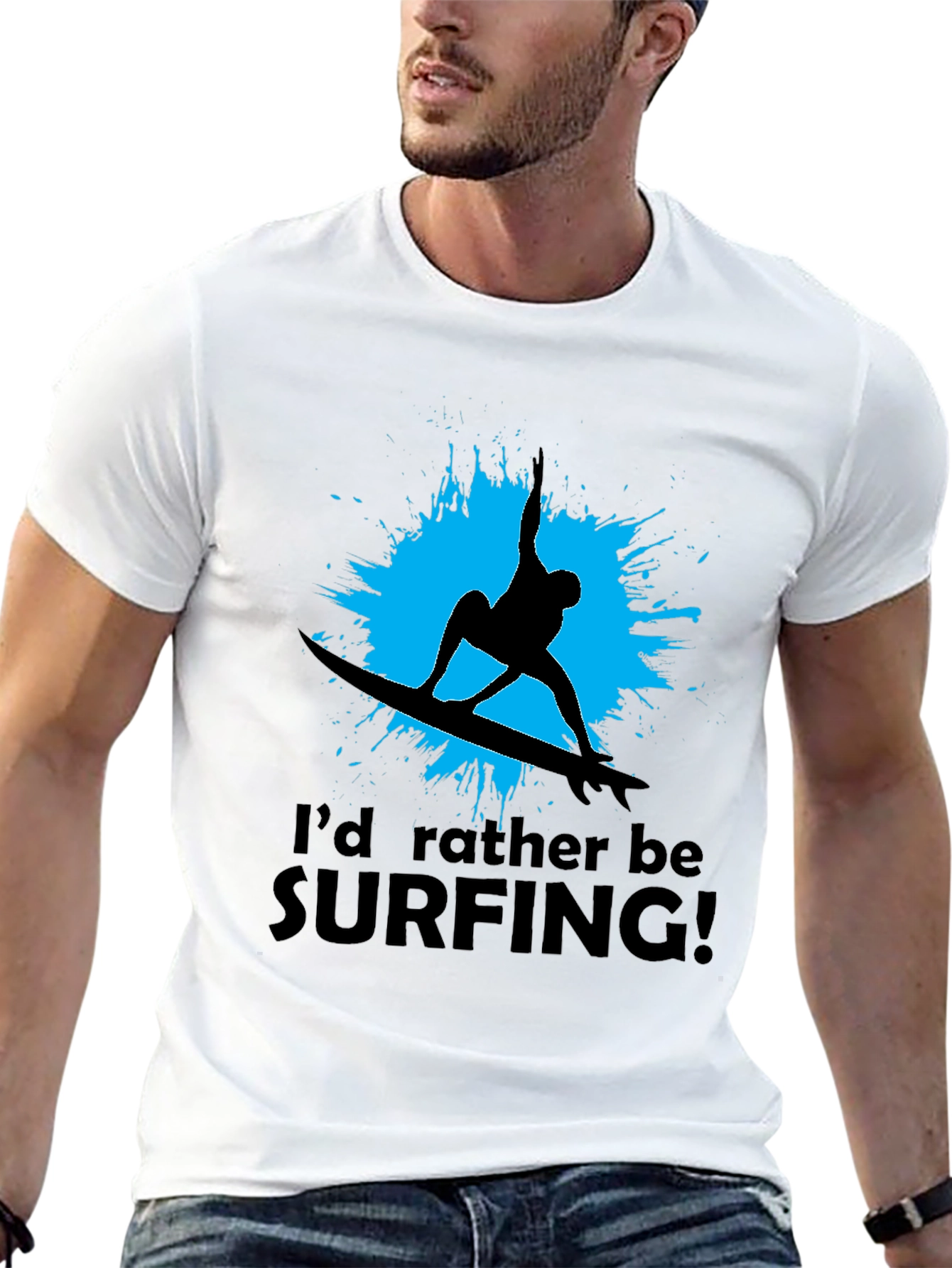 Surfer T-Shirt: Id Rather Be Surfing Black Tee