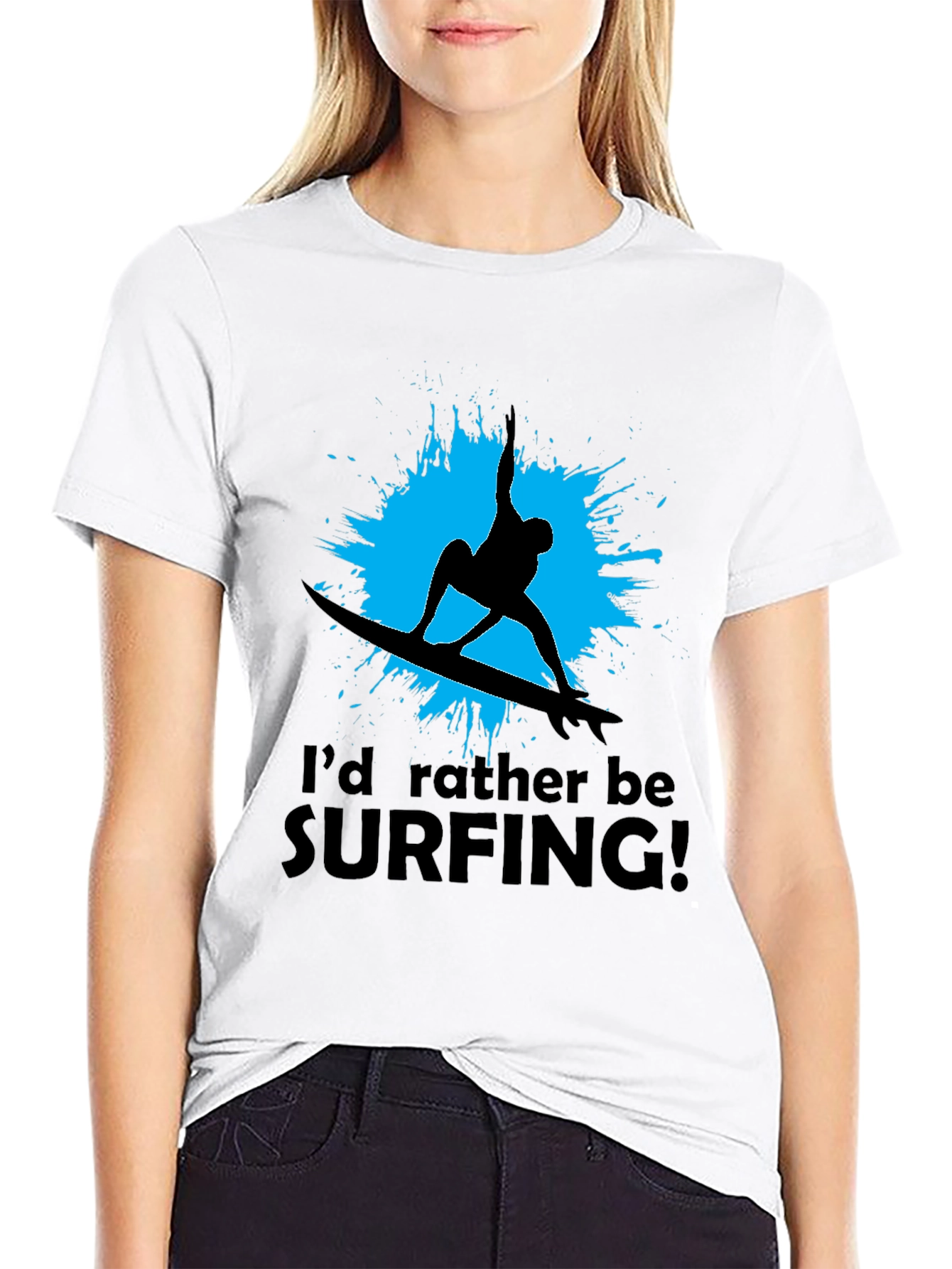 Surfer T-Shirt: Id Rather Be Surfing Black Tee