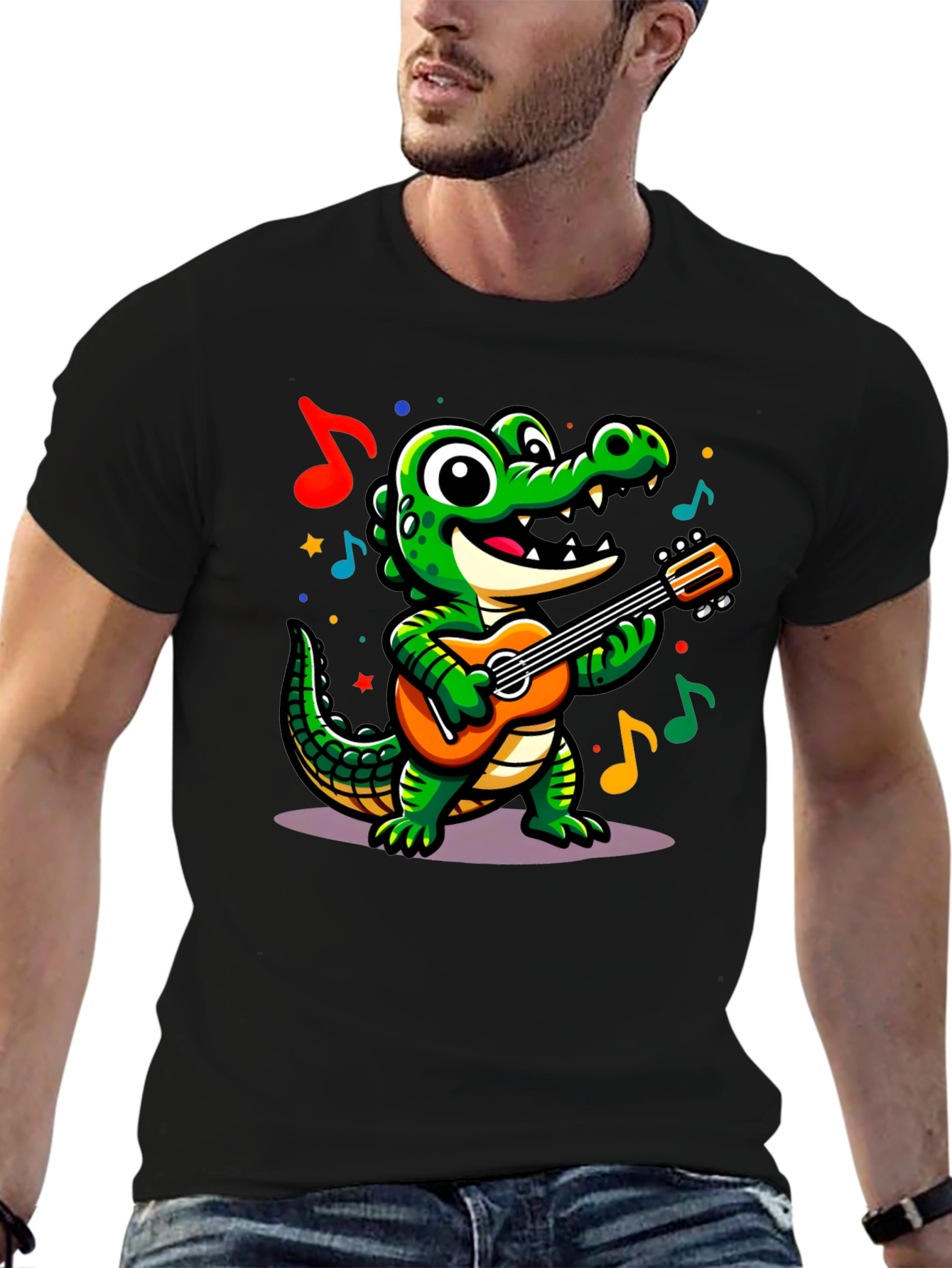 Cartoon Alligator Guitar T-Shirt