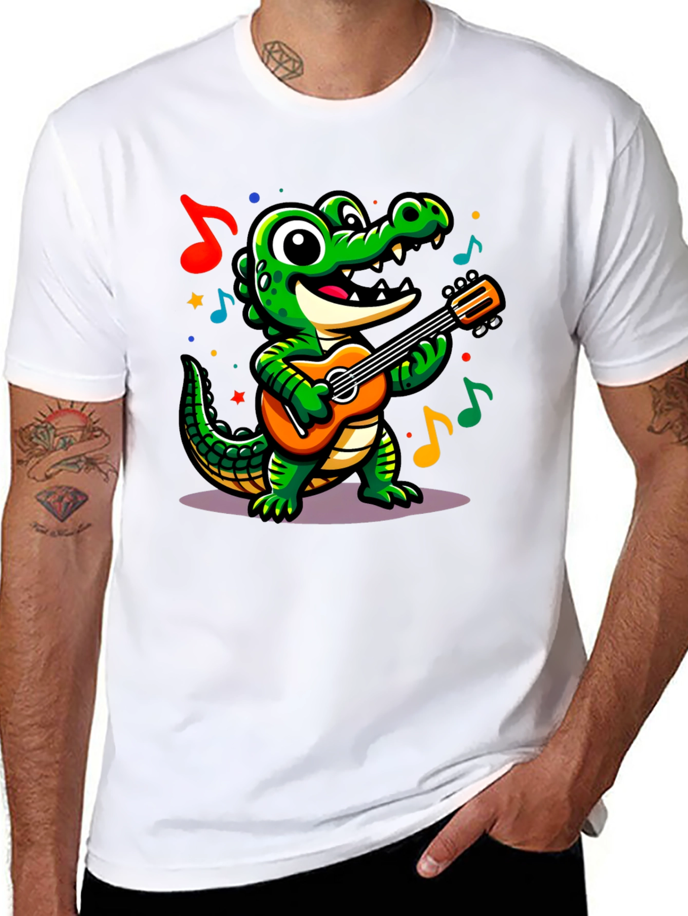 Cartoon Alligator Guitar T-Shirt