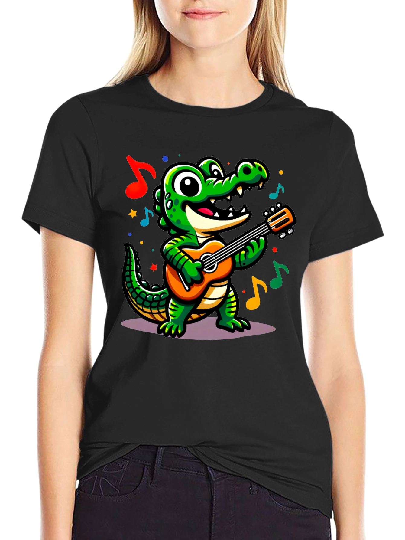 Cartoon Alligator Guitar T-Shirt