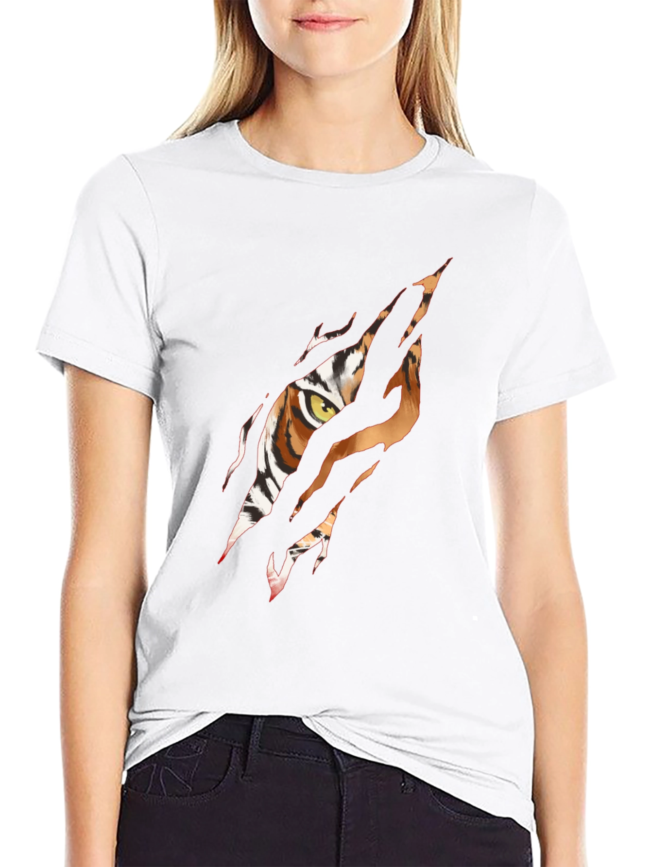 Tiger Eye Graphic Print Black T-Shirt
