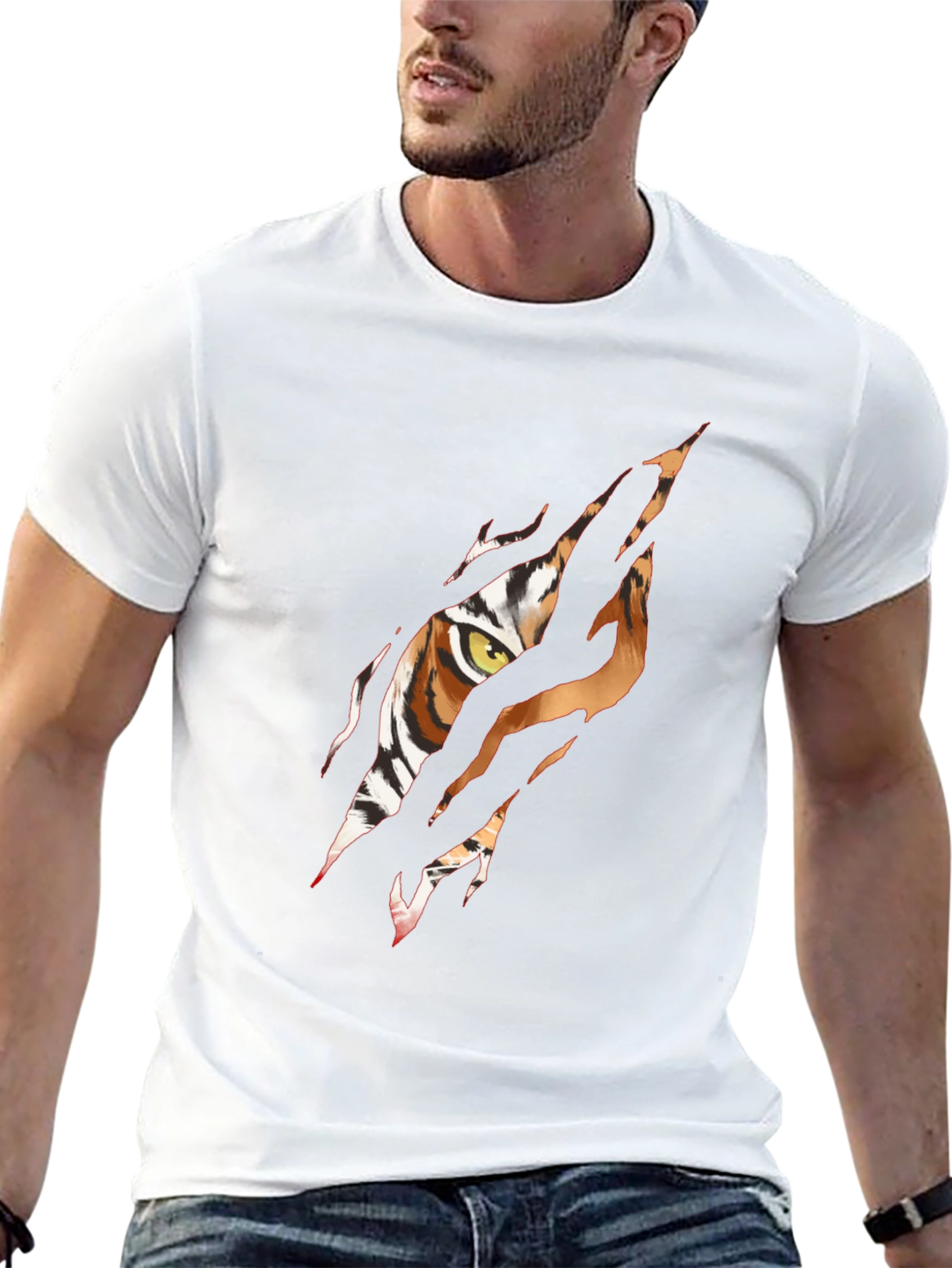 Tiger Eye Graphic Print Black T-Shirt