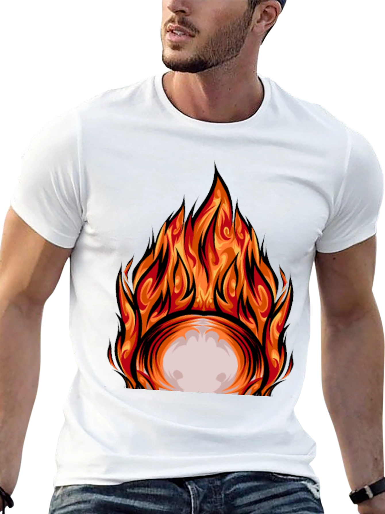 Fiery Graphic Print Black T-Shirt