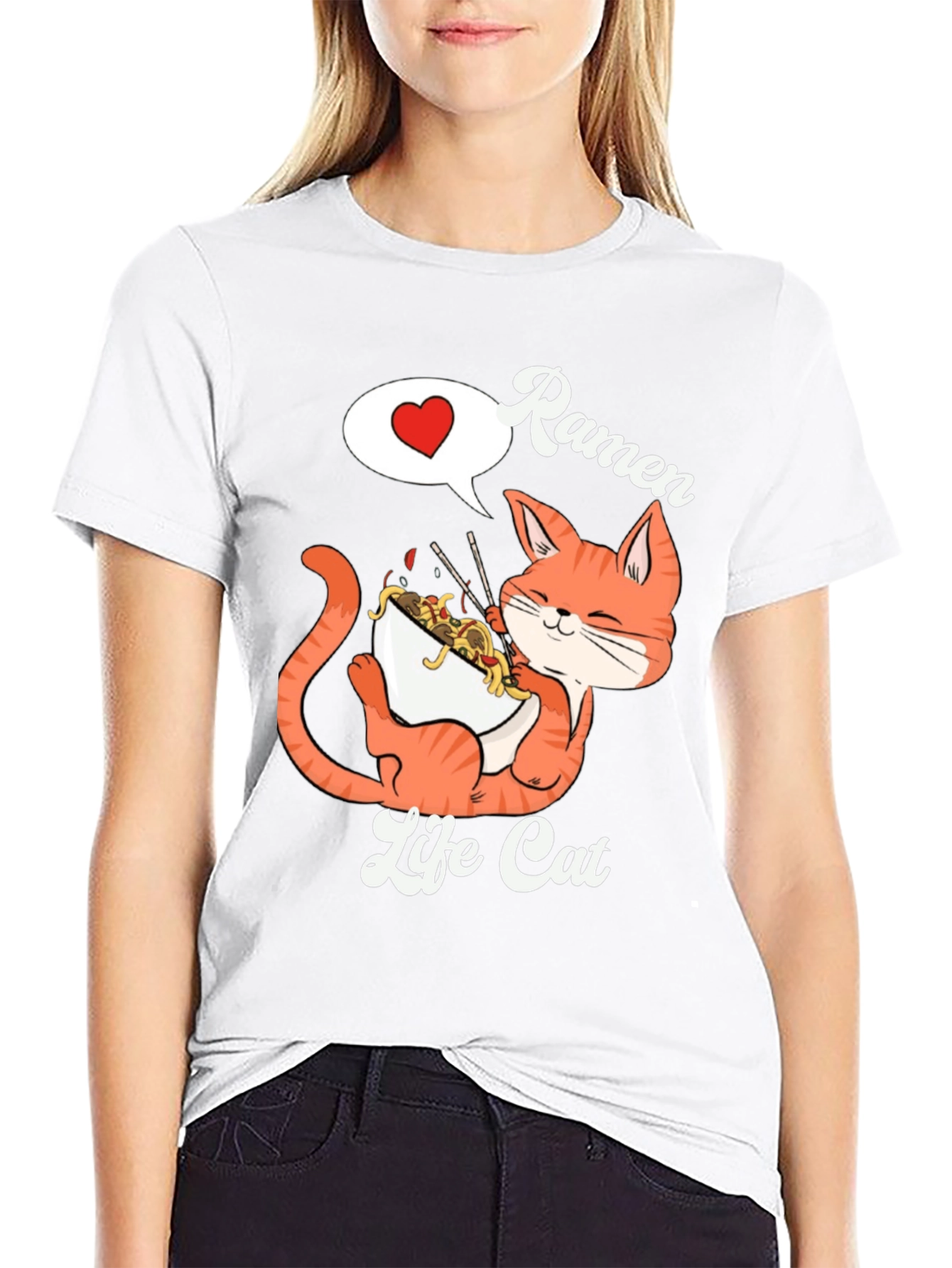 Ramen Life Cat Graphic T-Shirt