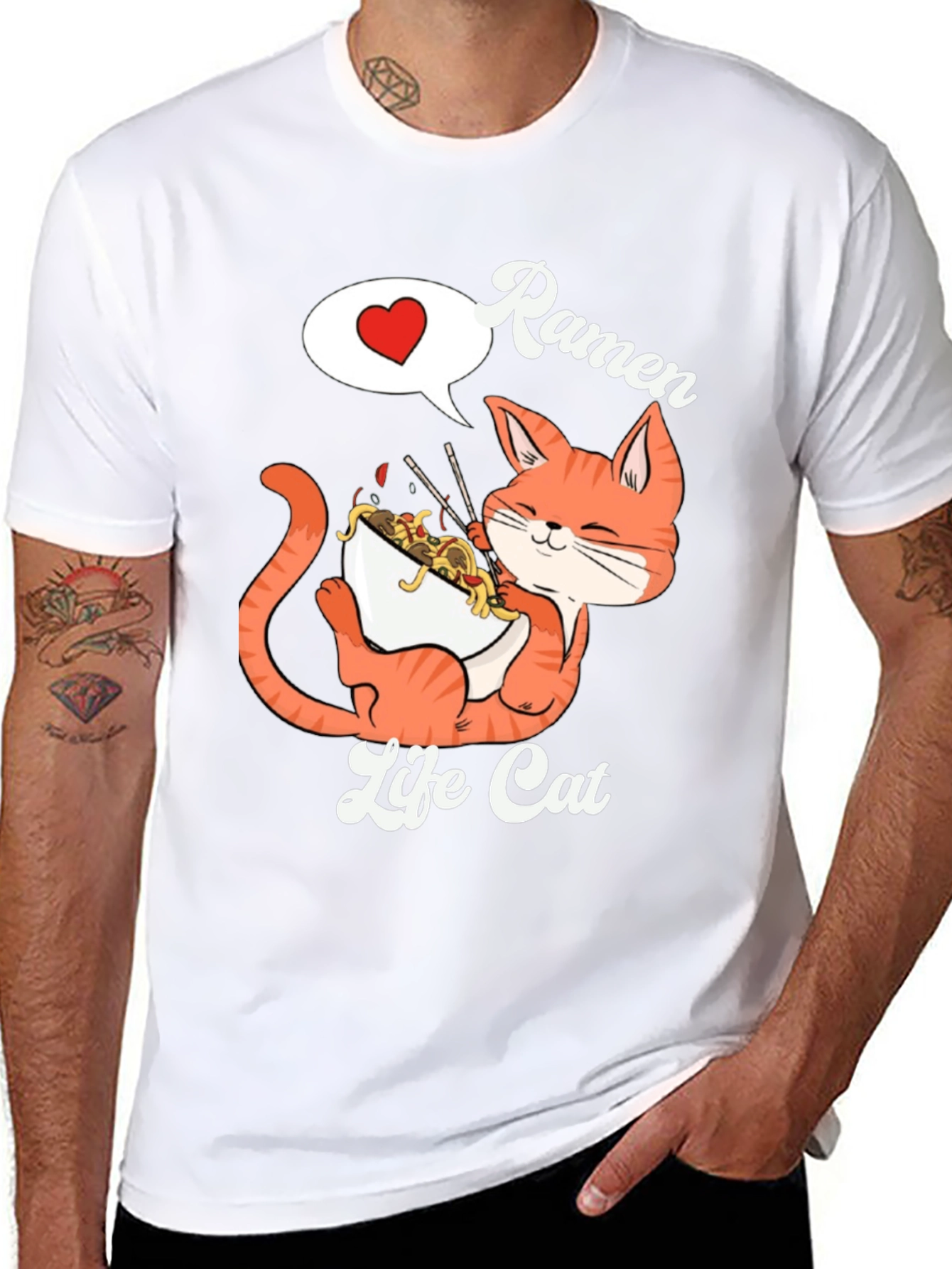 Ramen Life Cat Graphic T-Shirt