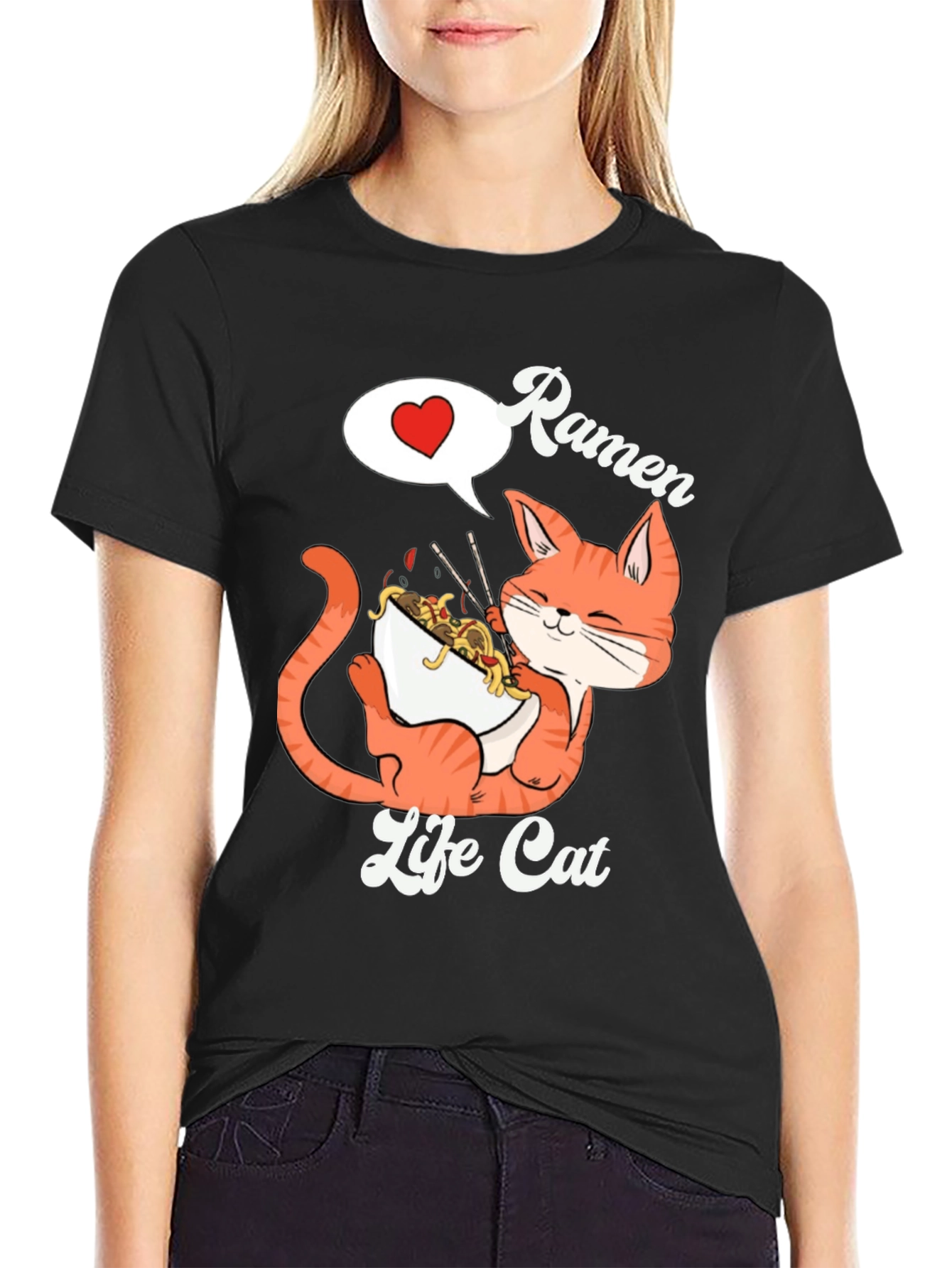 Ramen Life Cat Graphic T-Shirt