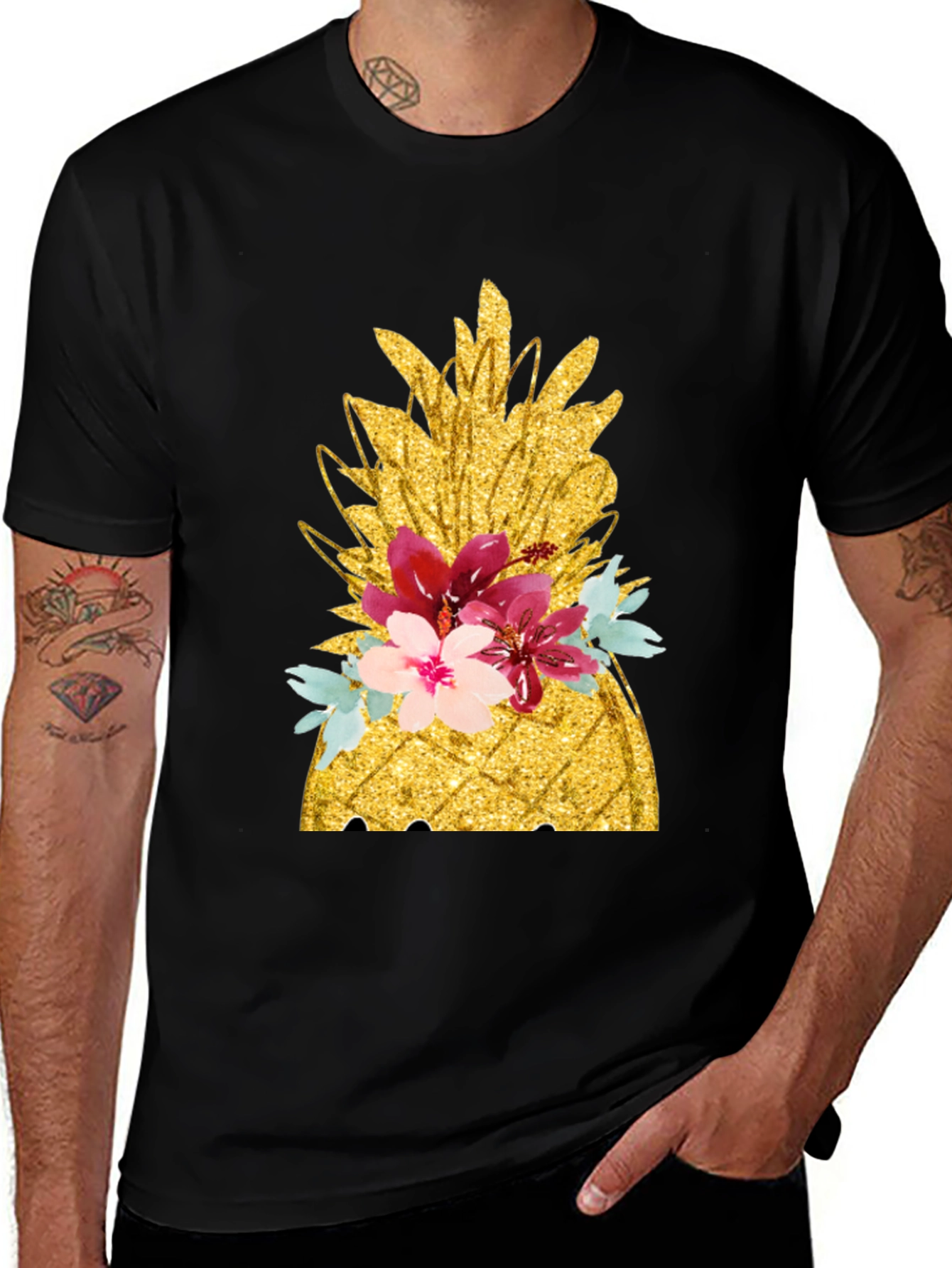 Floral Pineapple T-Shirt - Tropical Summer Vibes
