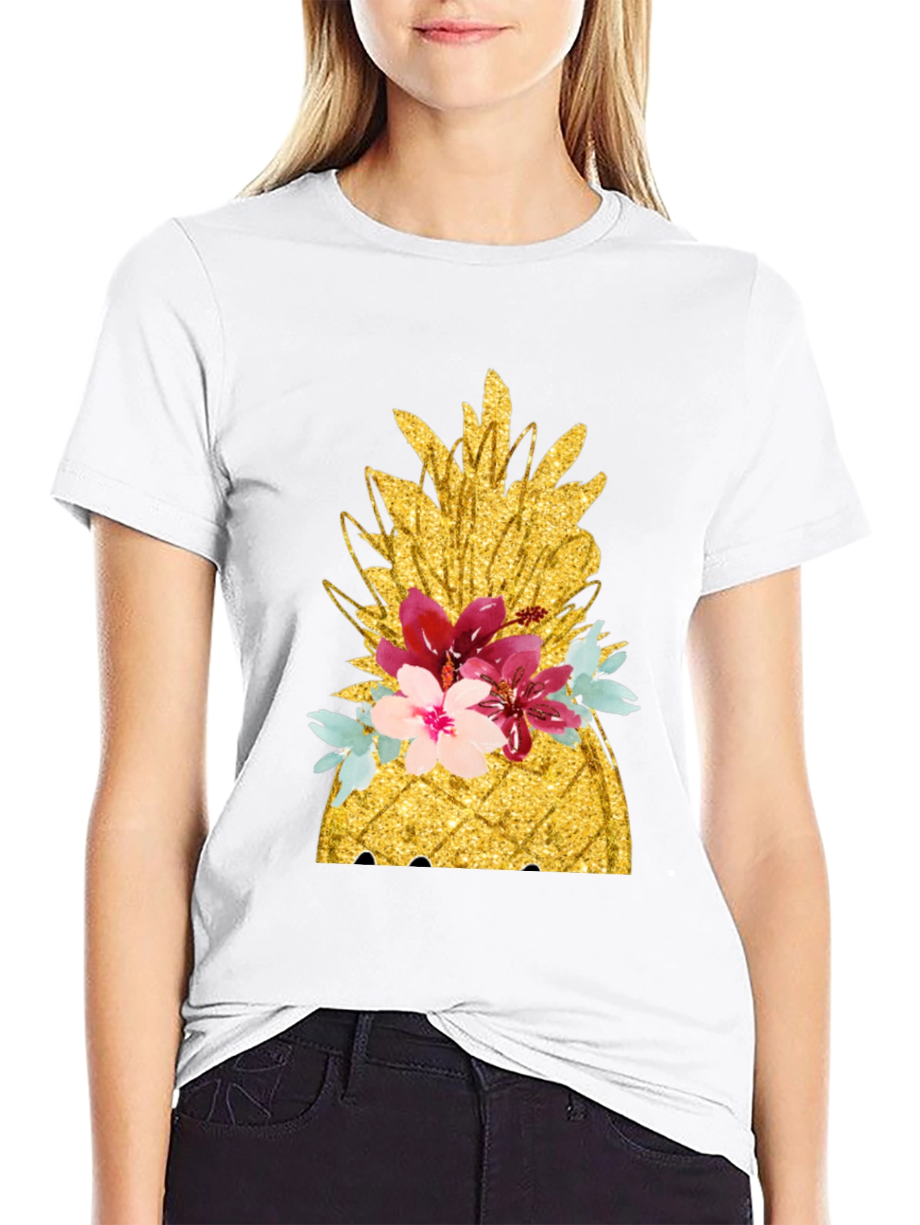 Floral Pineapple T-Shirt - Tropical Summer Vibes