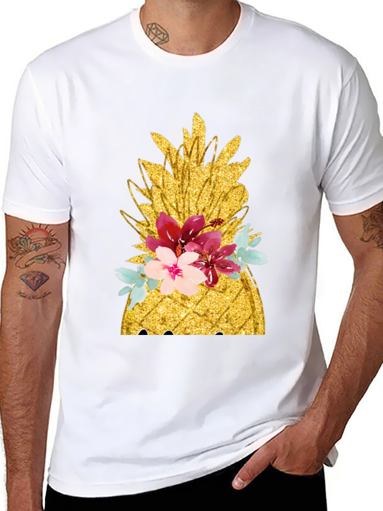 Floral Pineapple T-Shirt - Tropical Summer Vibes