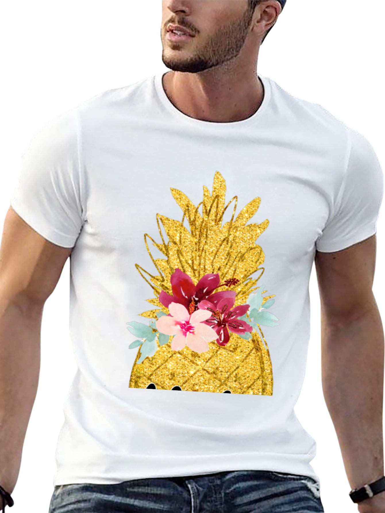 Floral Pineapple T-Shirt - Tropical Summer Vibes