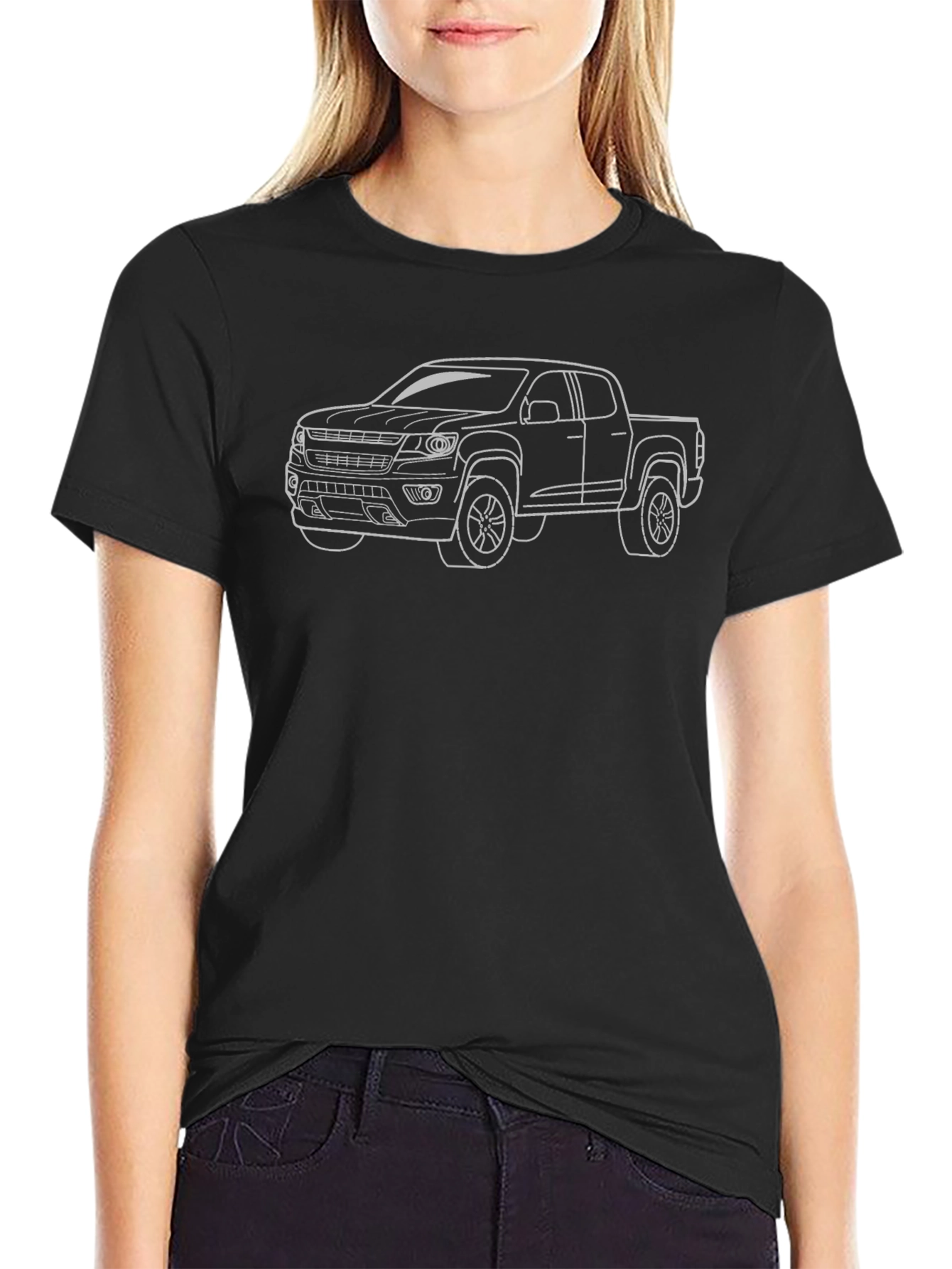 Truck Outline Graphic T-Shirt - Black