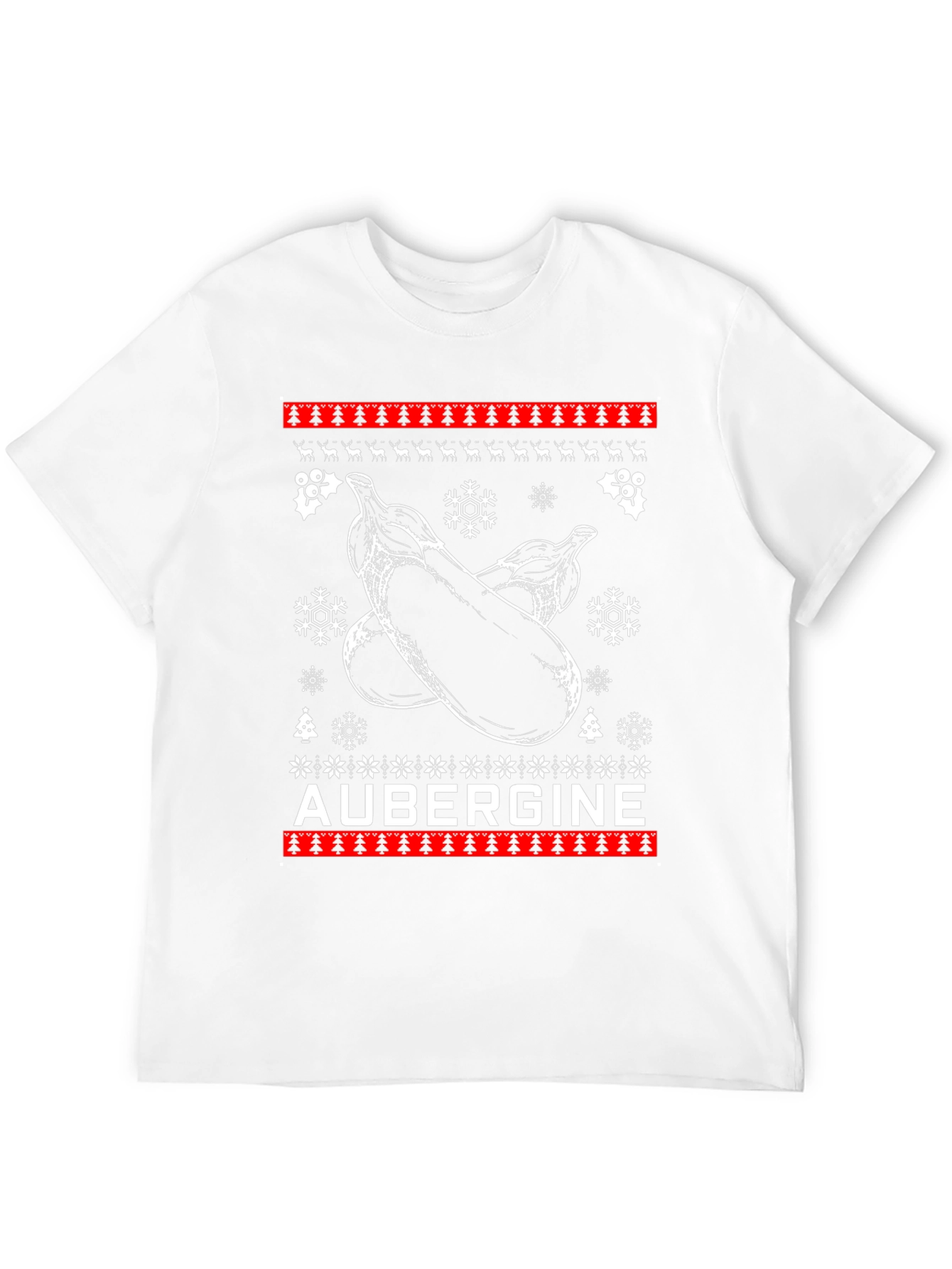 Aubergine Christmas T-Shirt - Funny Ugly Sweater Style