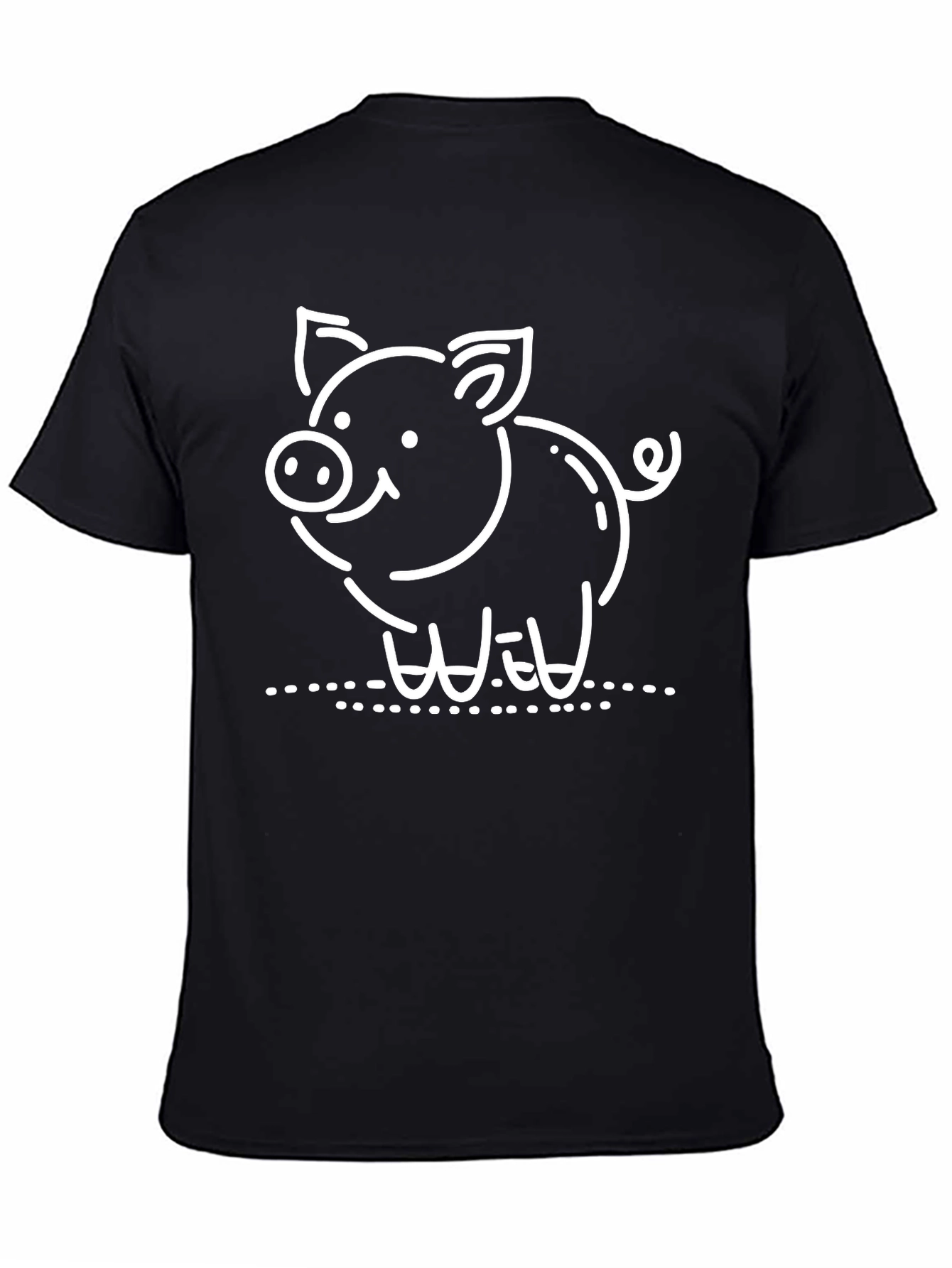 Cute Pig Graphic Black T-Shirt