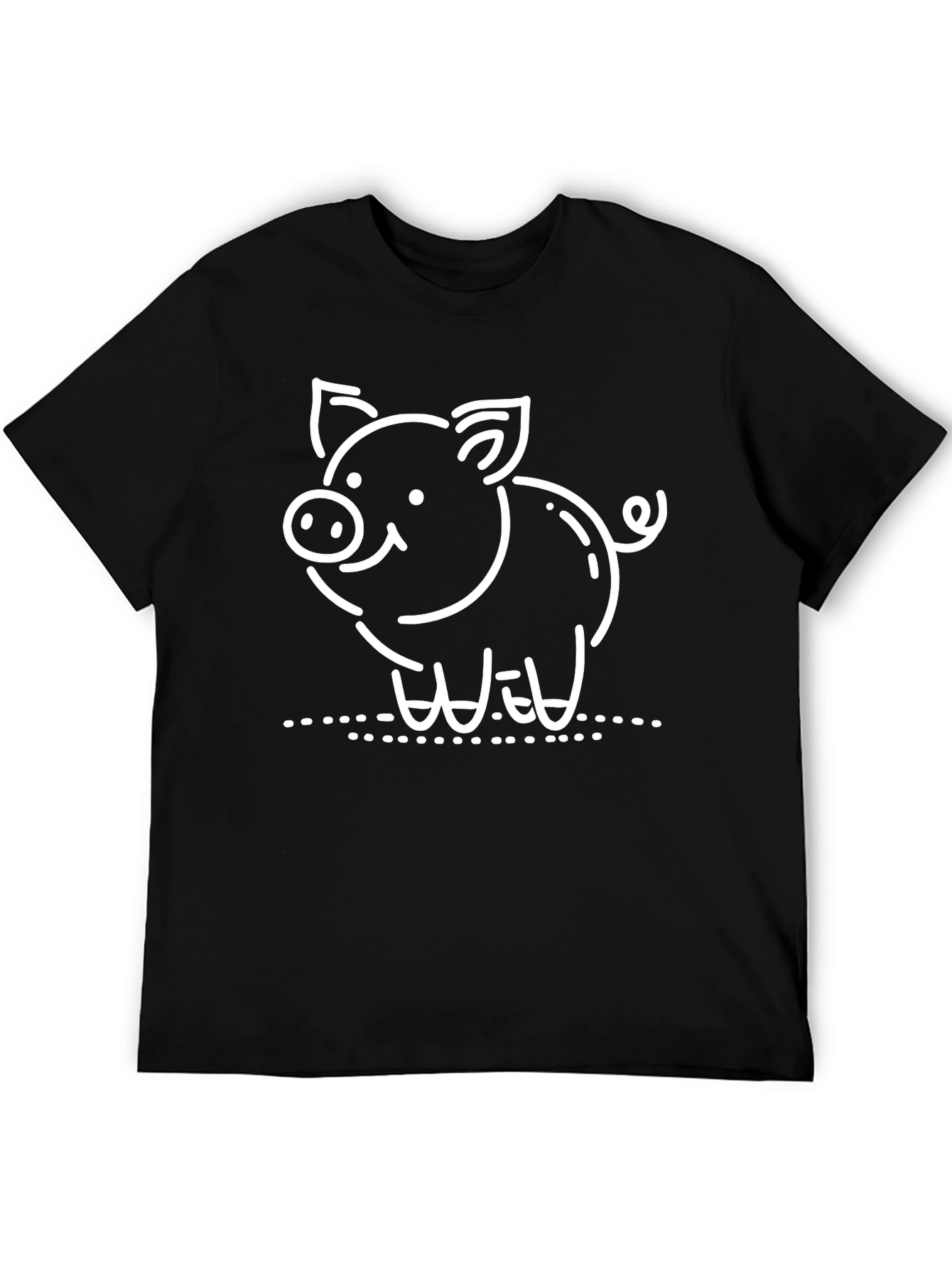Cute Pig Graphic Black T-Shirt