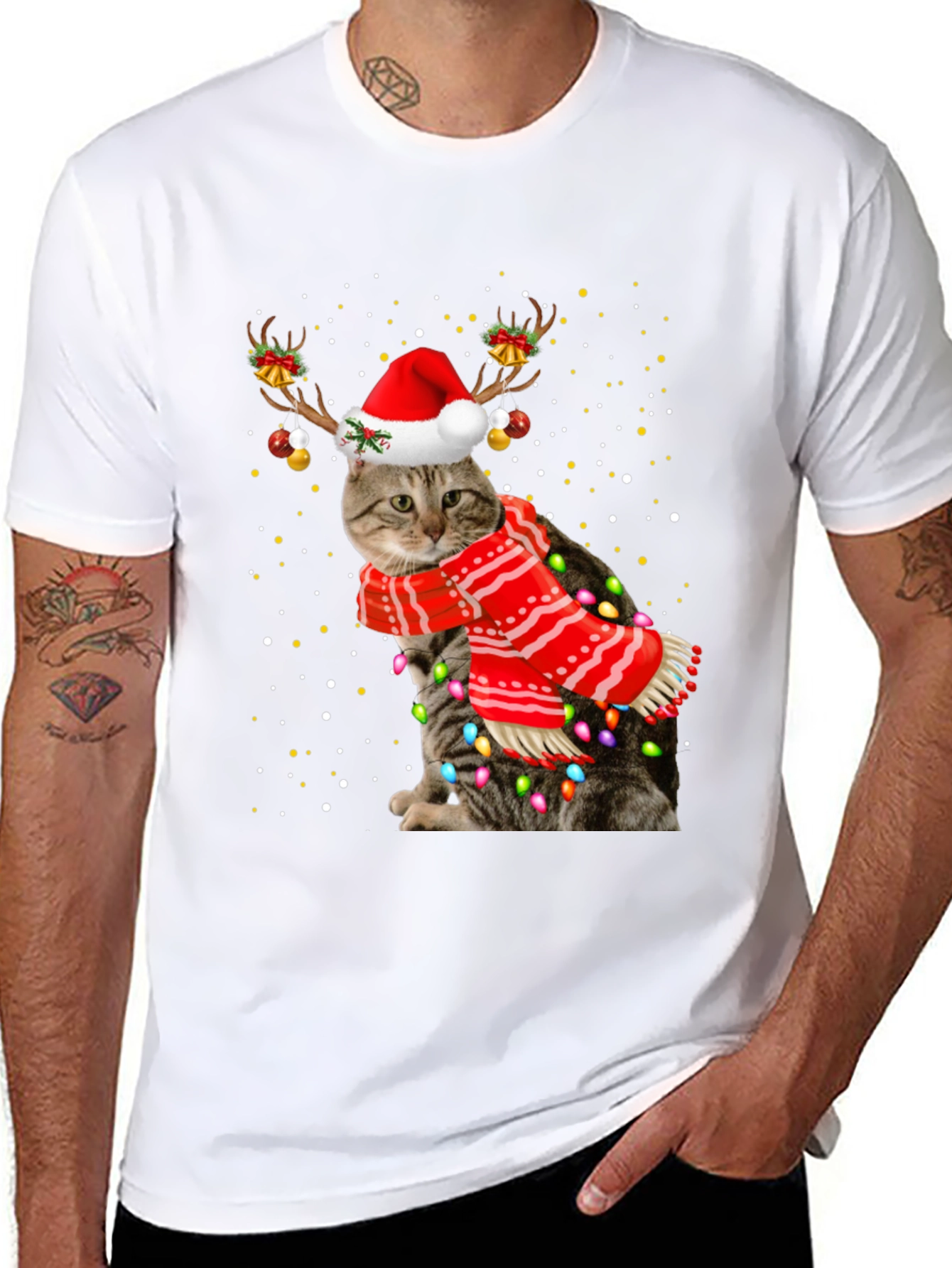 Festive Christmas Cat T-Shirt