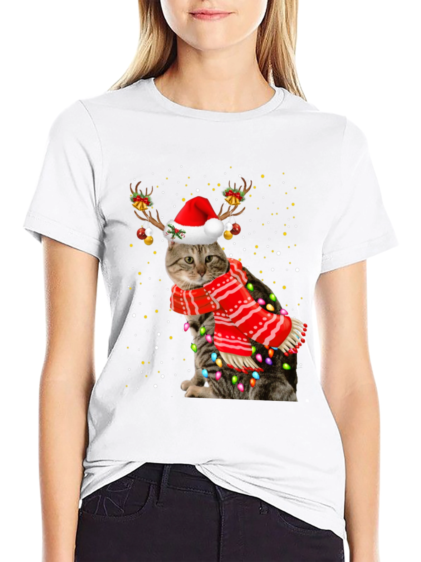 Festive Christmas Cat T-Shirt
