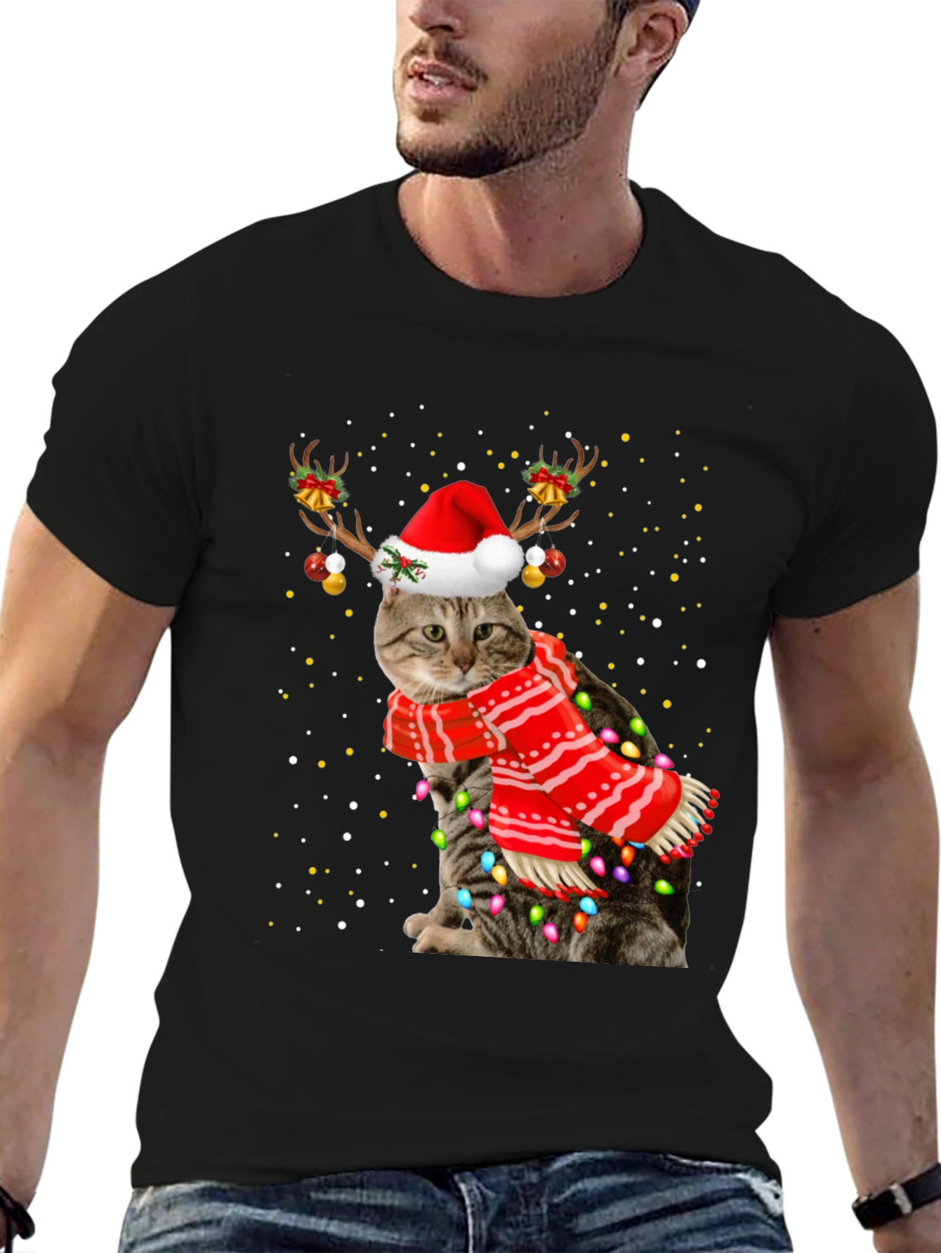 Festive Christmas Cat T-Shirt