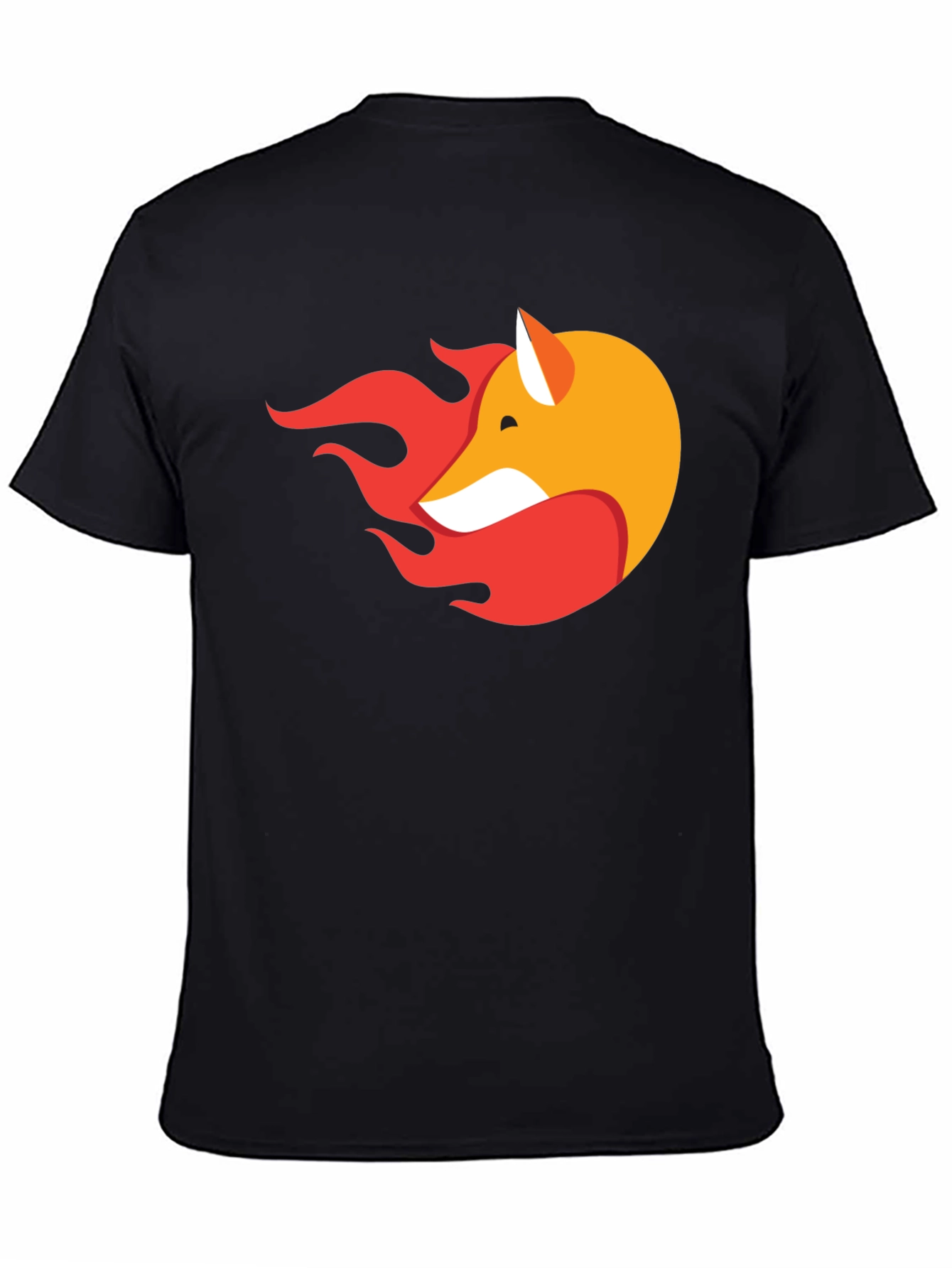 Stylish Black T-Shirt with Fox & Flame Graphic