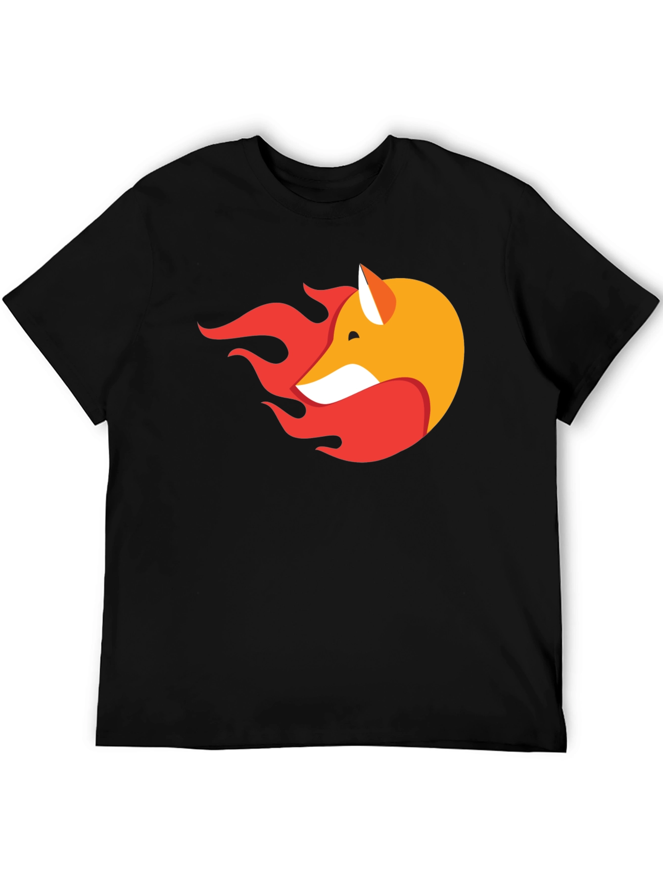Stylish Black T-Shirt with Fox & Flame Graphic