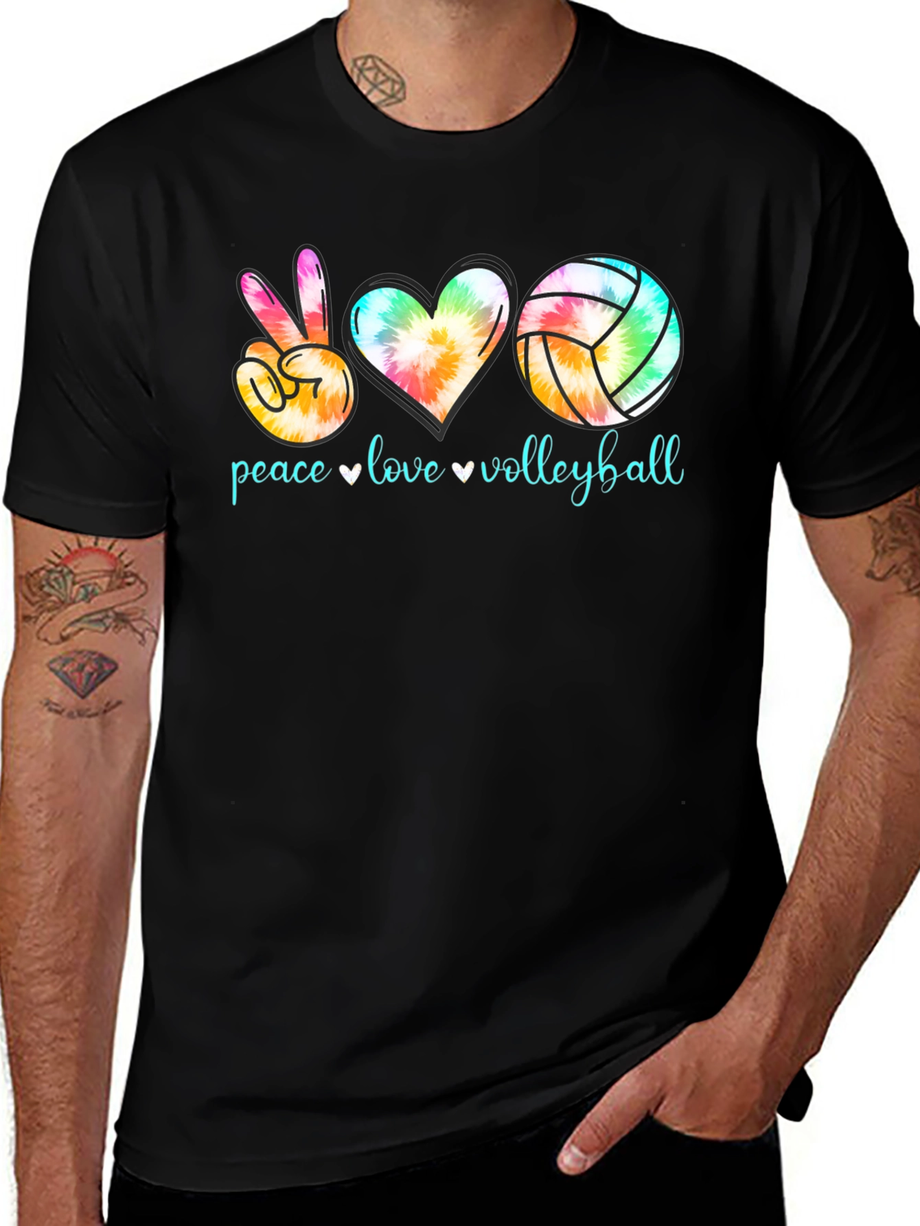Peace Love Volleyball Tie-Dye Graphic Tee