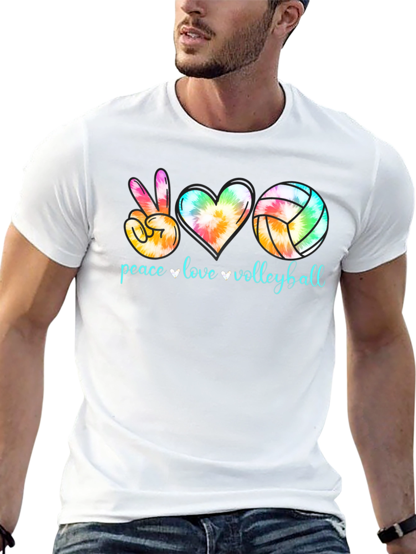 Peace Love Volleyball Tie-Dye Graphic Tee