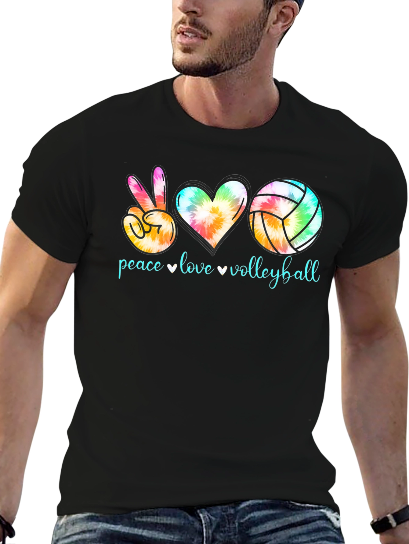 Peace Love Volleyball Tie-Dye Graphic Tee
