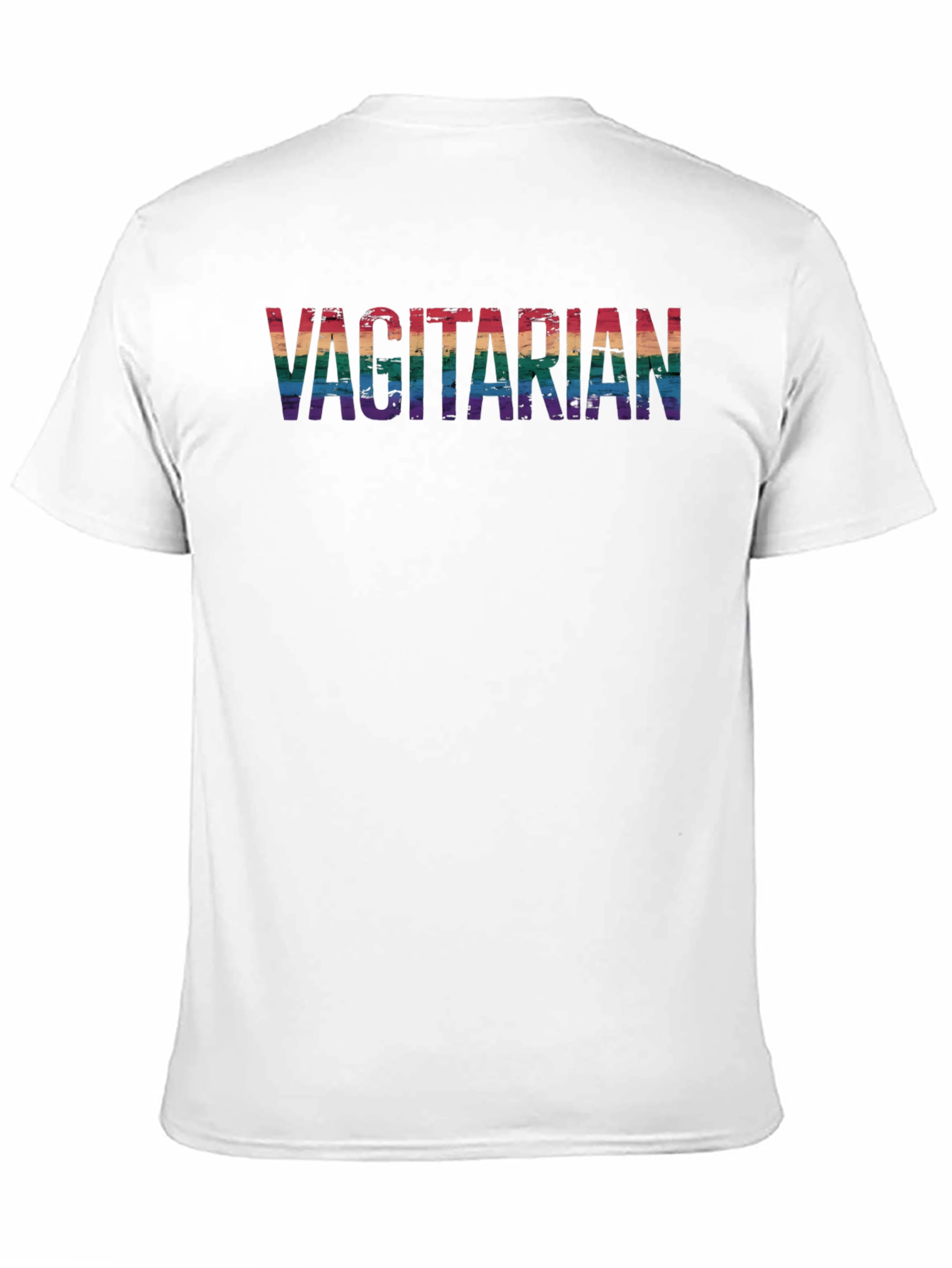 Vagitarian Pride Tee - Rainbow Letters Black Cotton