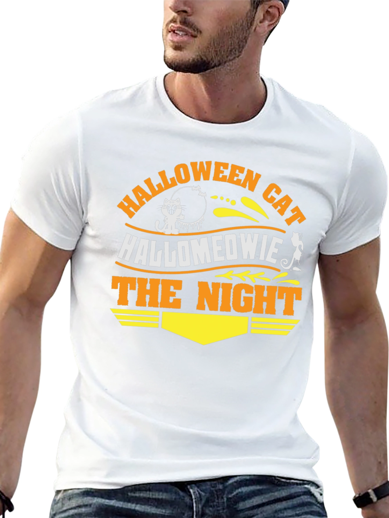 Halloween Cat Hallomeowie The Night T-Shirt