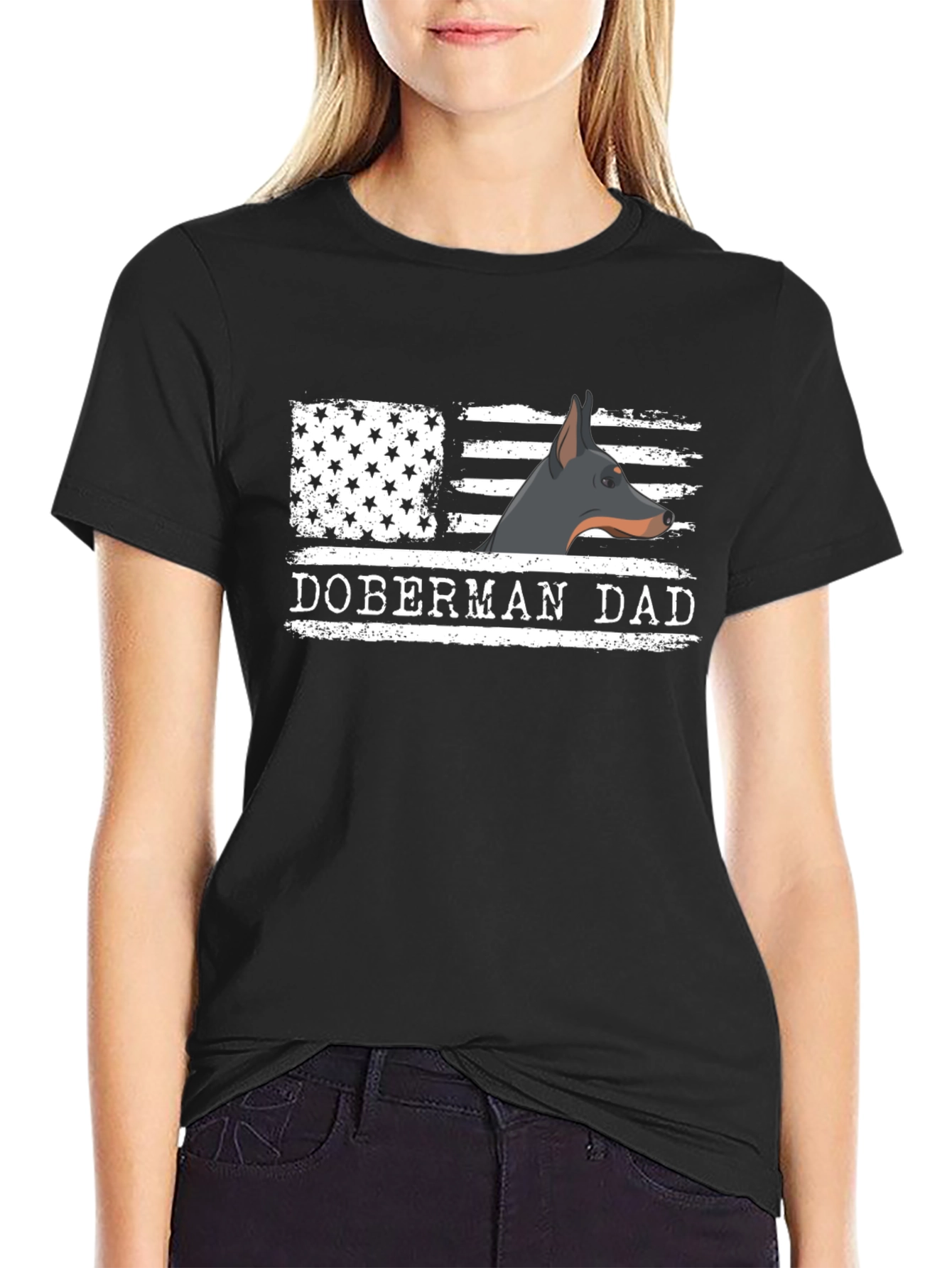 Doberman Dad T-Shirt - American Flag Dog Lover Tee
