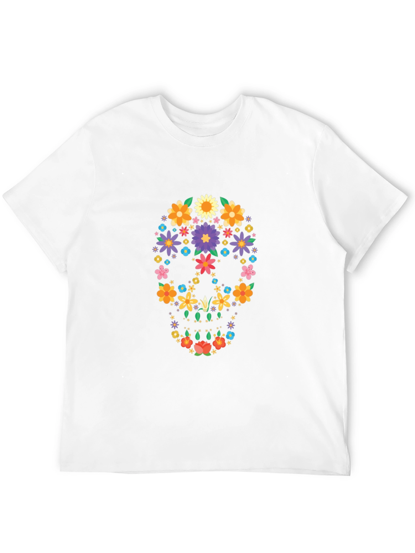 Floral Sugar Skull Graphic Black T-Shirt