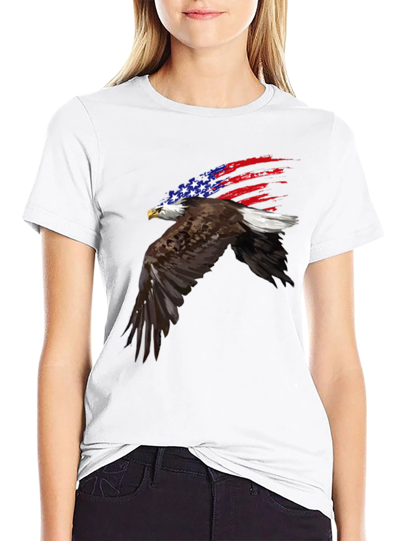 Patriotic Eagle USA Flag Graphic T-Shirt