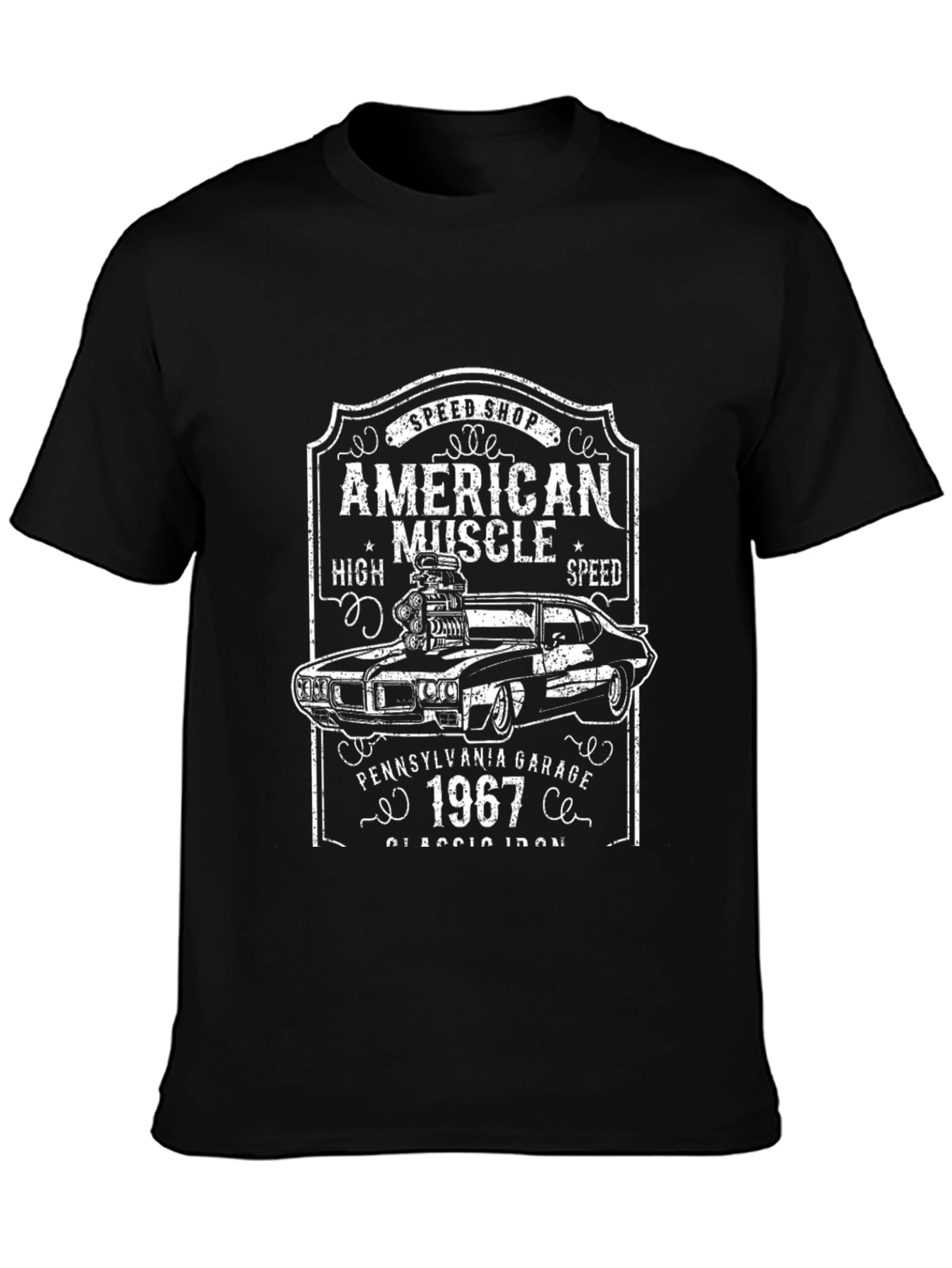 American Muscle Car 1967 Black T-Shirt