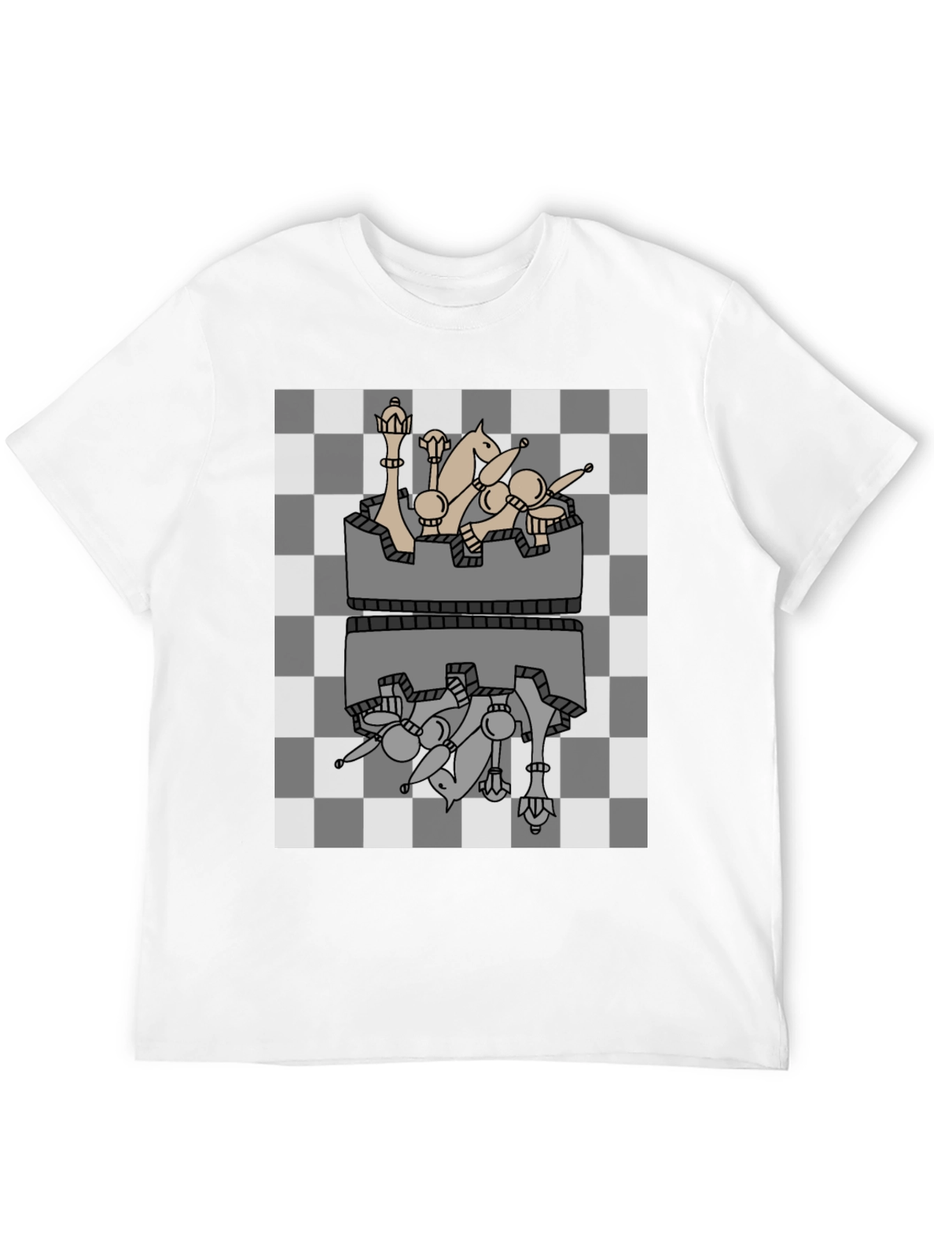 Chess Piece Reflection Graphic Tee - Black