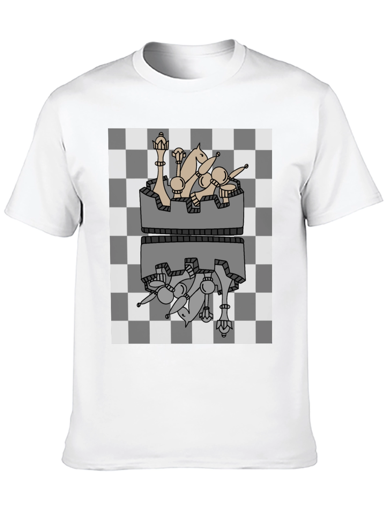 Chess Piece Reflection Graphic Tee - Black