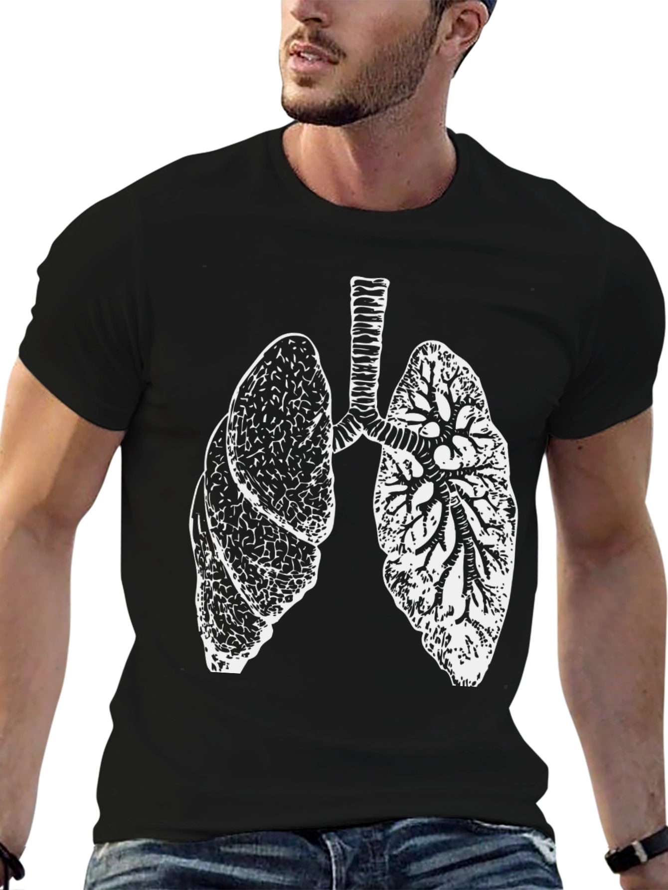 Anatomical Lungs Graphic T-Shirt - Black Cotton Tee
