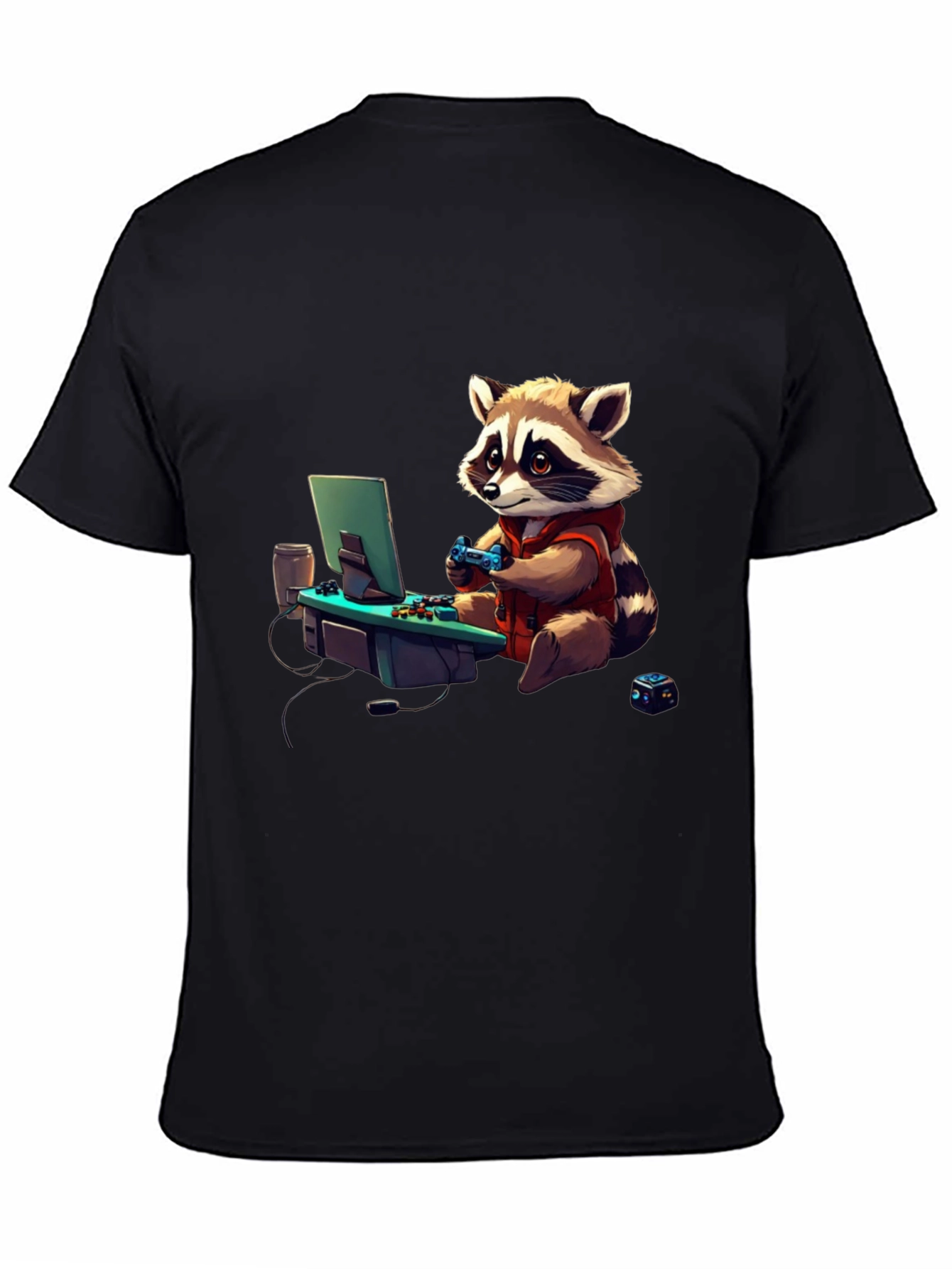 Gamer Raccoon Graphic Tee - Cool Novelty Shirt