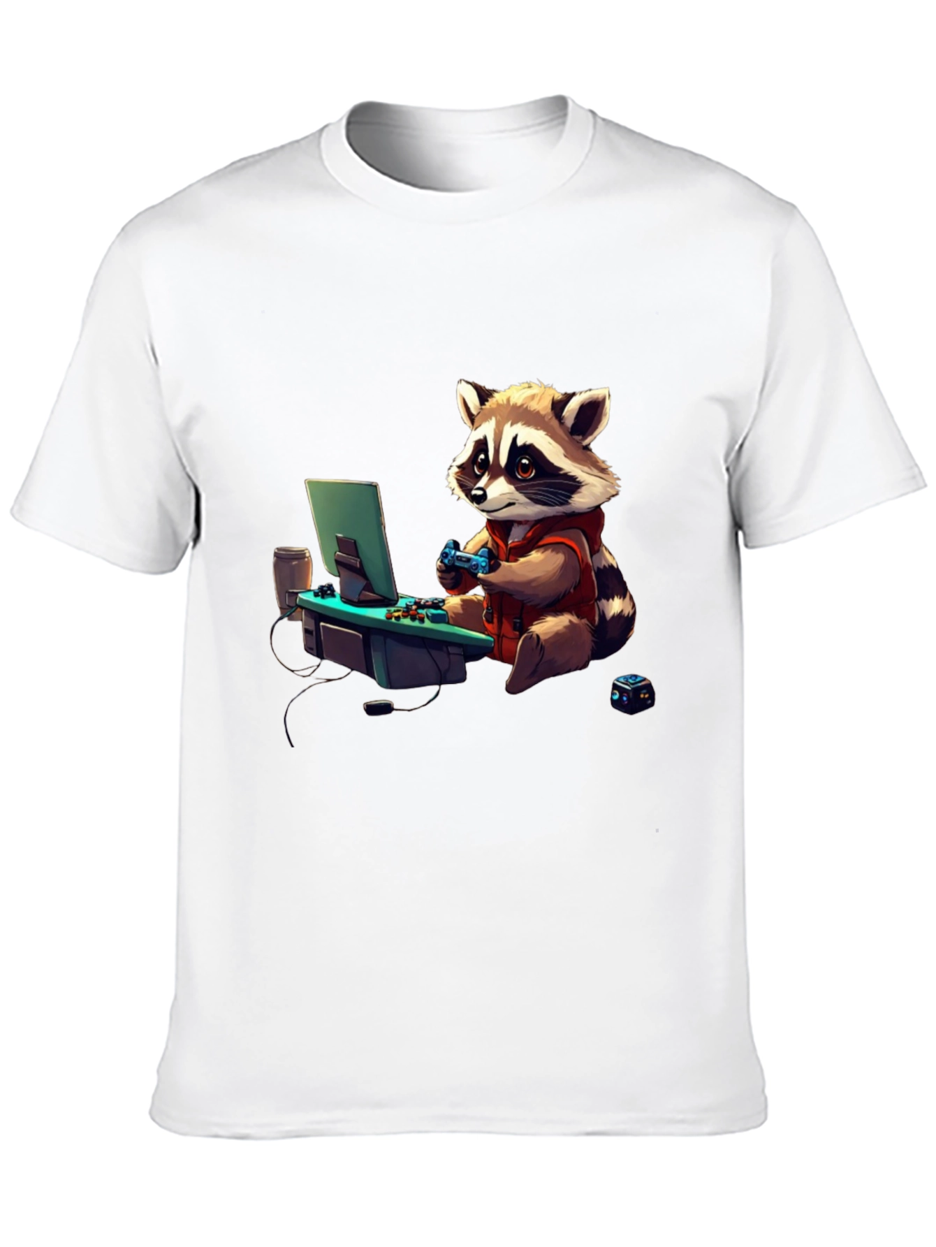 Gamer Raccoon Graphic Tee - Cool Novelty Shirt