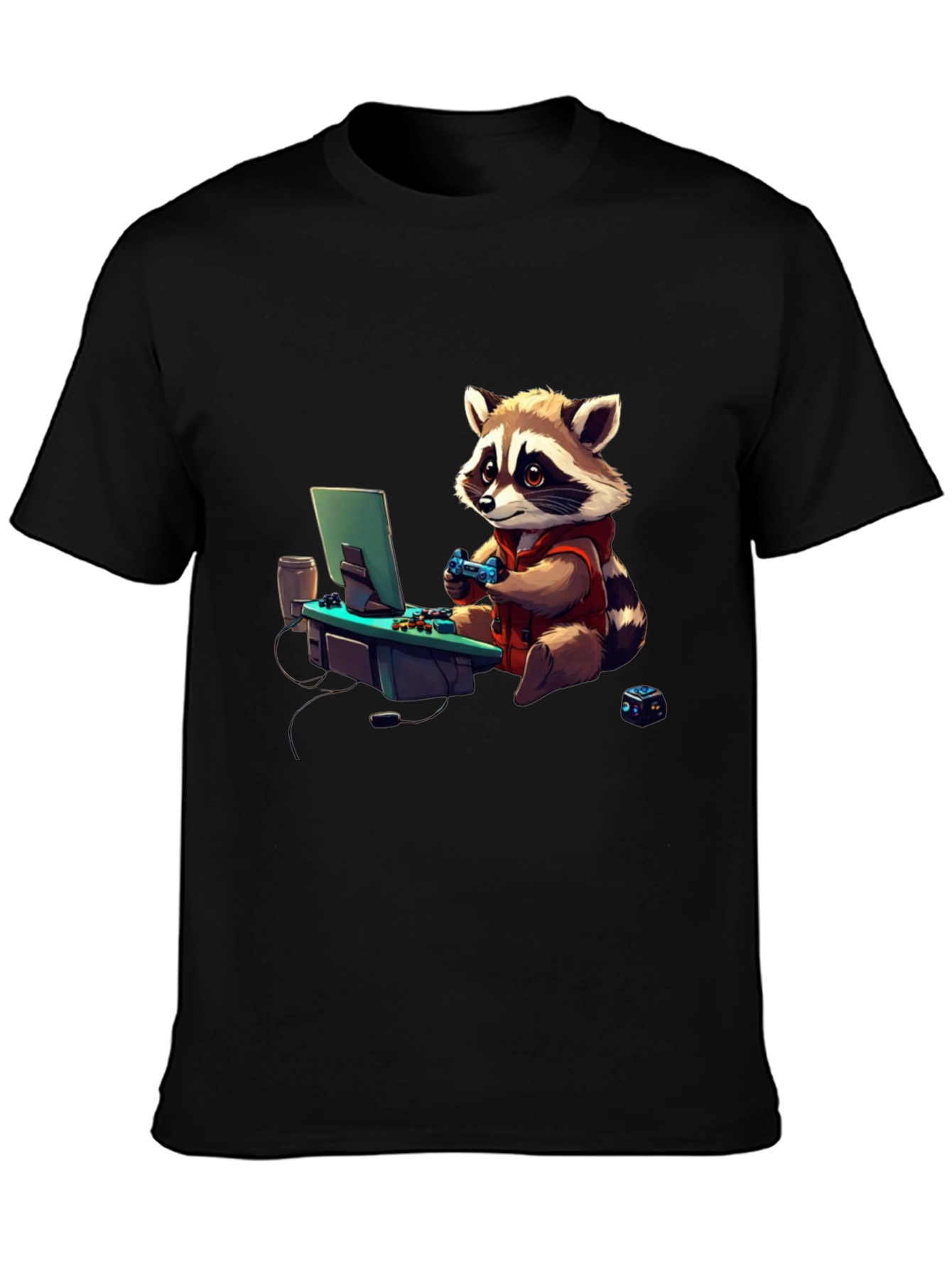 Gamer Raccoon Graphic Tee - Cool Novelty Shirt