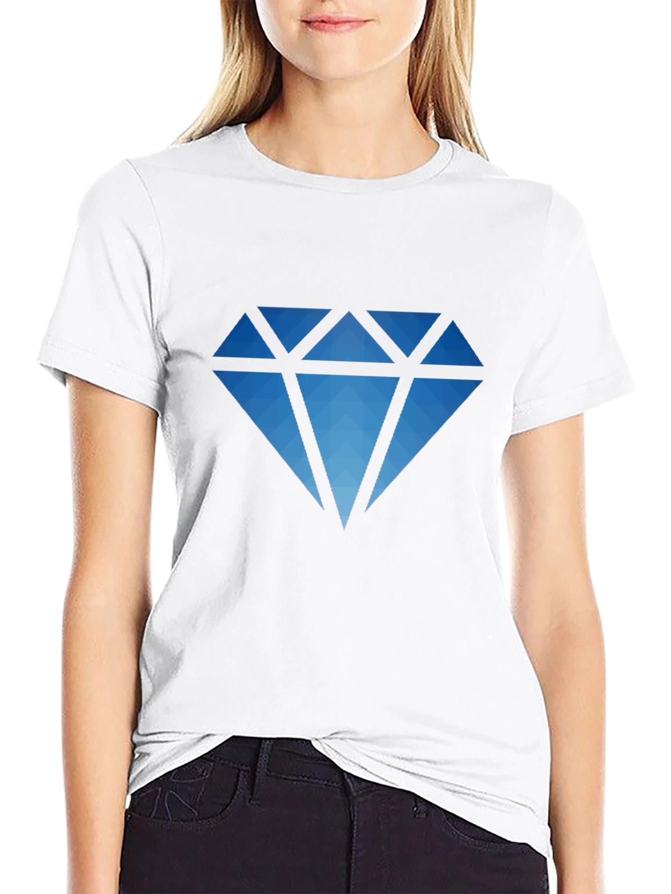 Geometric Diamond Graphic Black T-Shirt